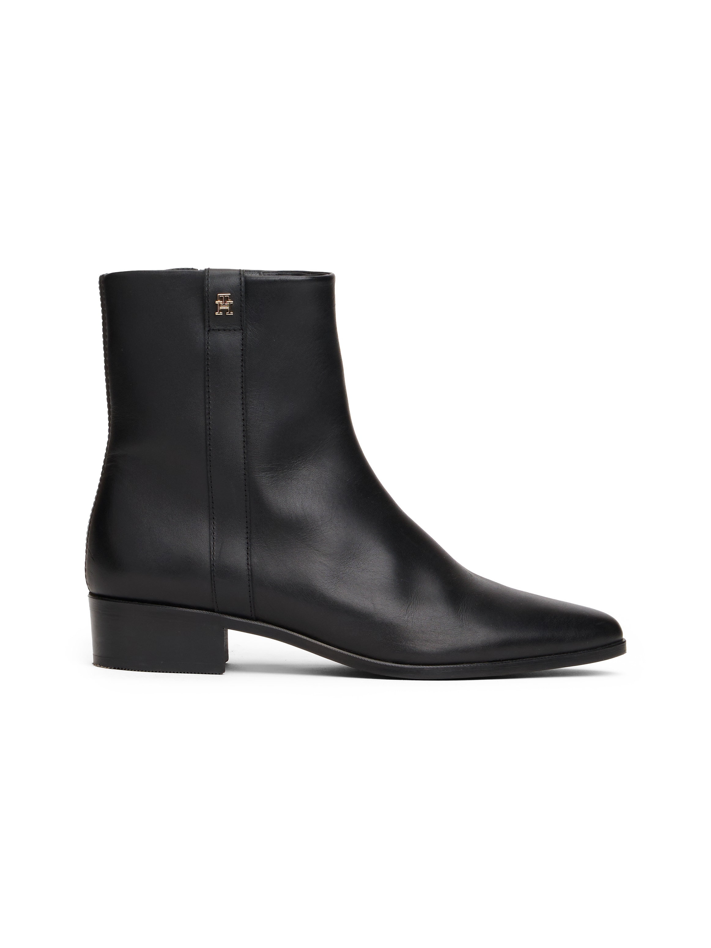 Tommy Hilfiger Stiefelette »TH LEATHER POINTY ZIP BOOTIE«, Blcokabsatz, Businessschuh, Westernstiefelette in spitzer Form