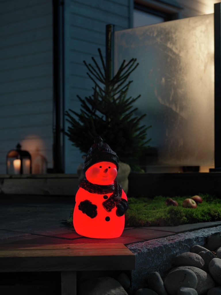 KONSTSMIDE LED Dekofigur "Kunststoffschneemann, Weihnachtsdeko aussen", RGB-Farbwechsel, 1 RGB Diode