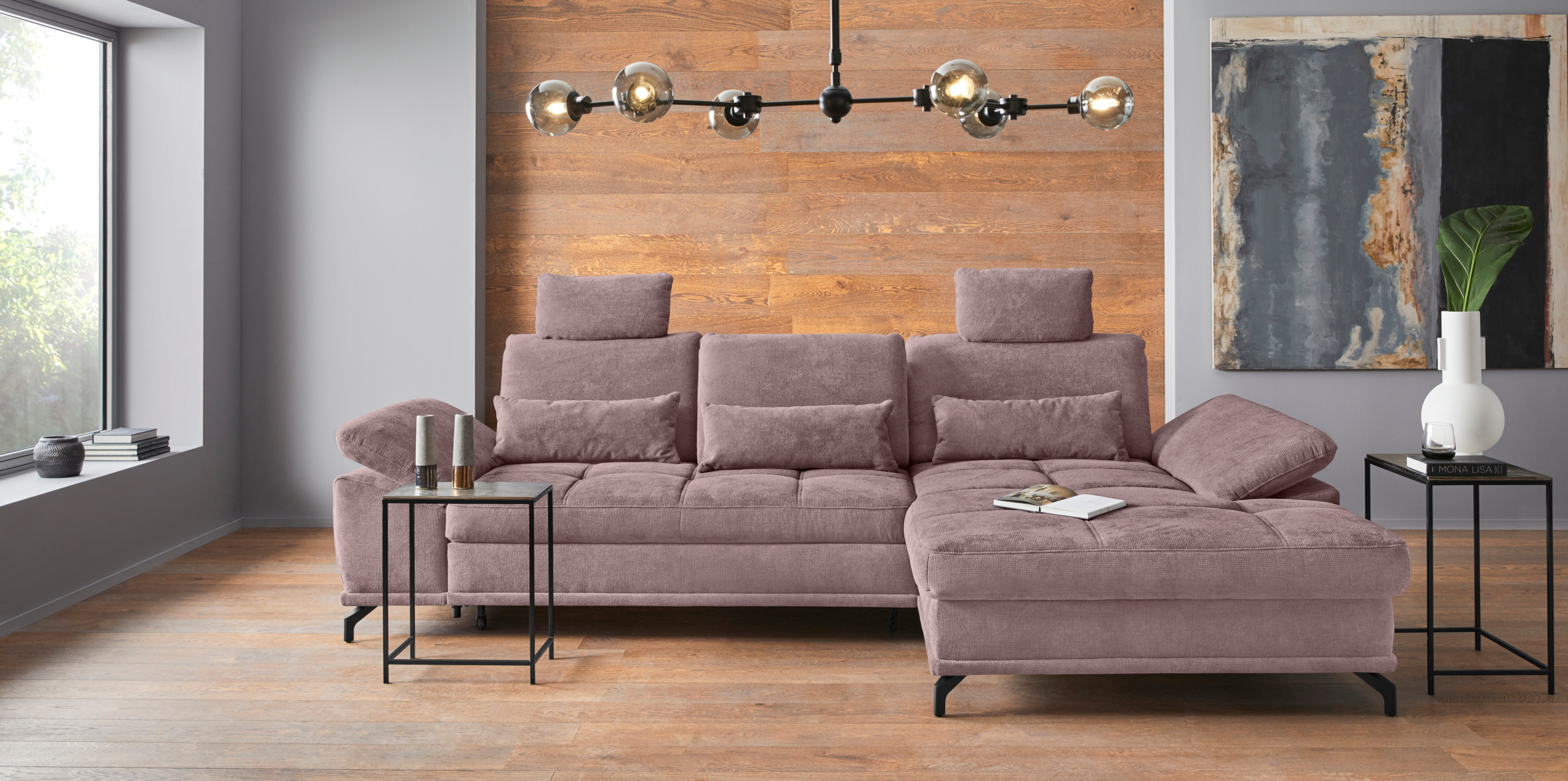 OTTO home Ecksofa "Costello L-Form, B: 301cm, Sitztiefen & Armteilverstellung, Federkern" 3 Nierenkissen, optional Schlaffunktion & Bettkasten
