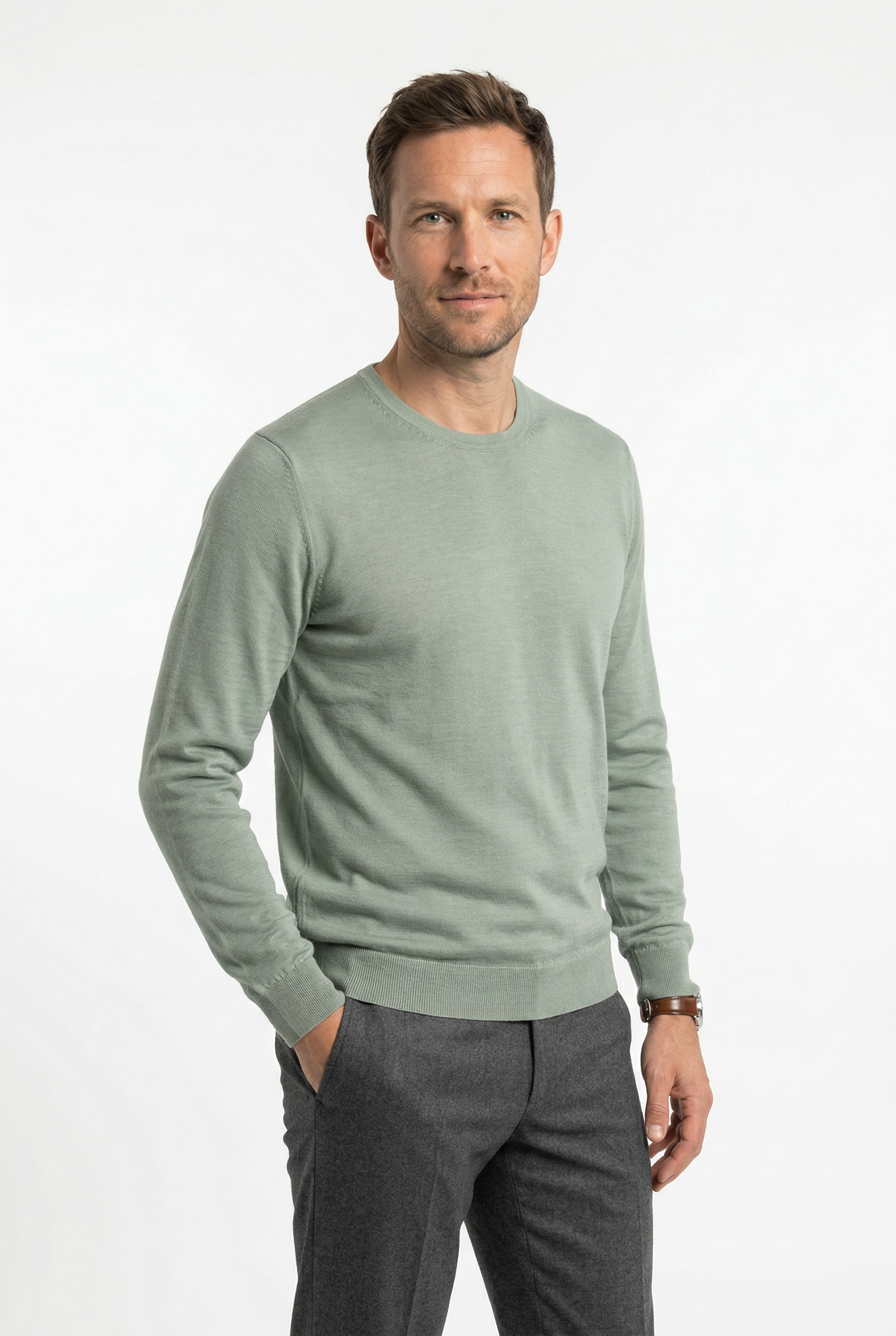 OLYMP Rundhalspullover »OLYMP Strick Casual« moderner Strickpullover