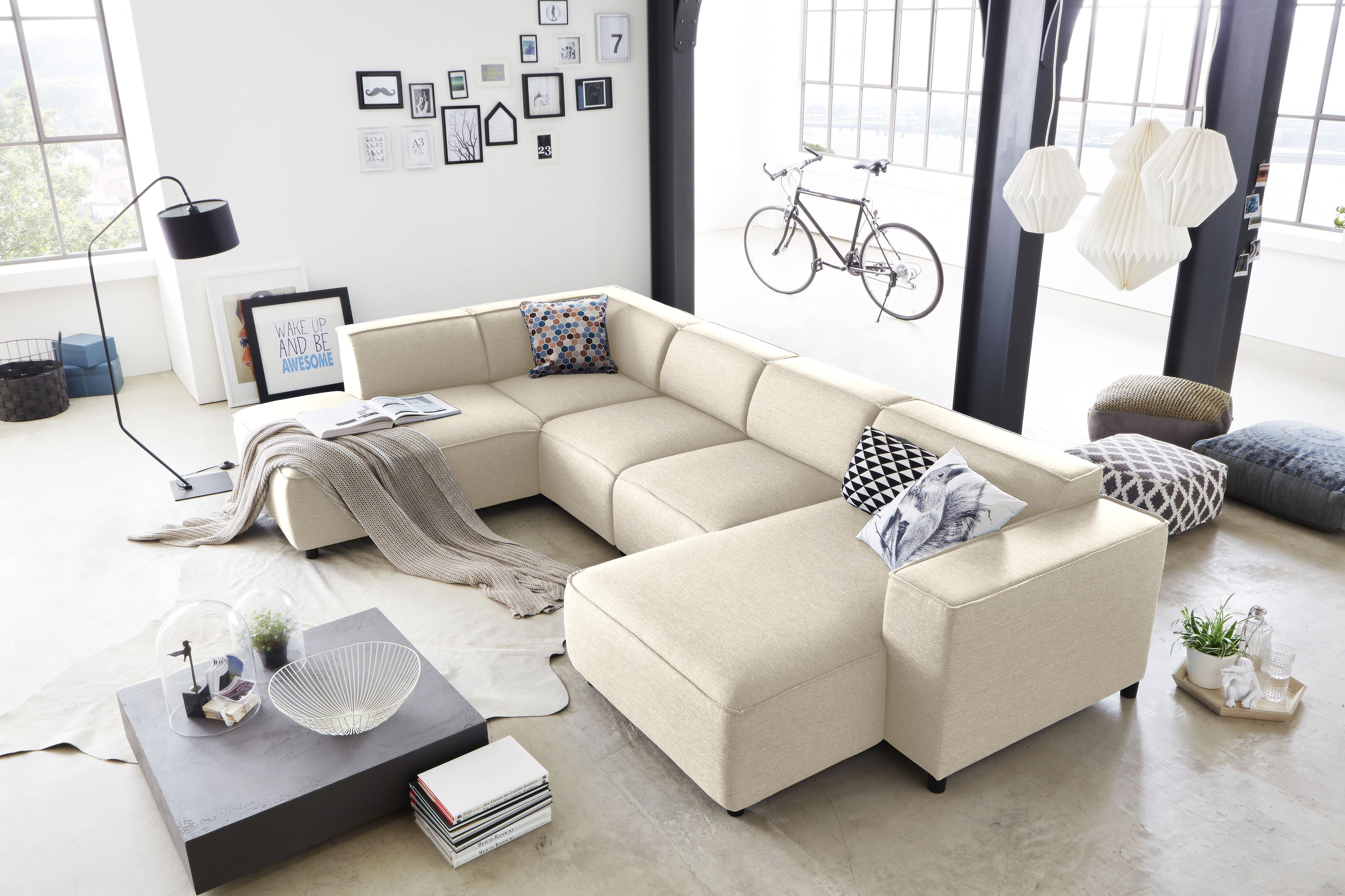 OTTO home Wohnlandschaft "Bulky U-Form" in U-Form und XXL Sitzfläche, modular aufgebaut