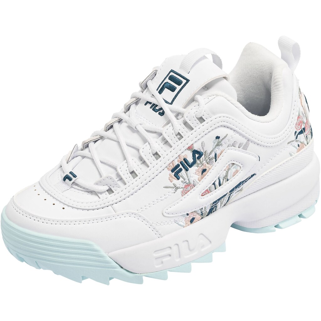 Schuhe Halbschuhe Fila Sneaker »Disruptor low« weiß-geblümt