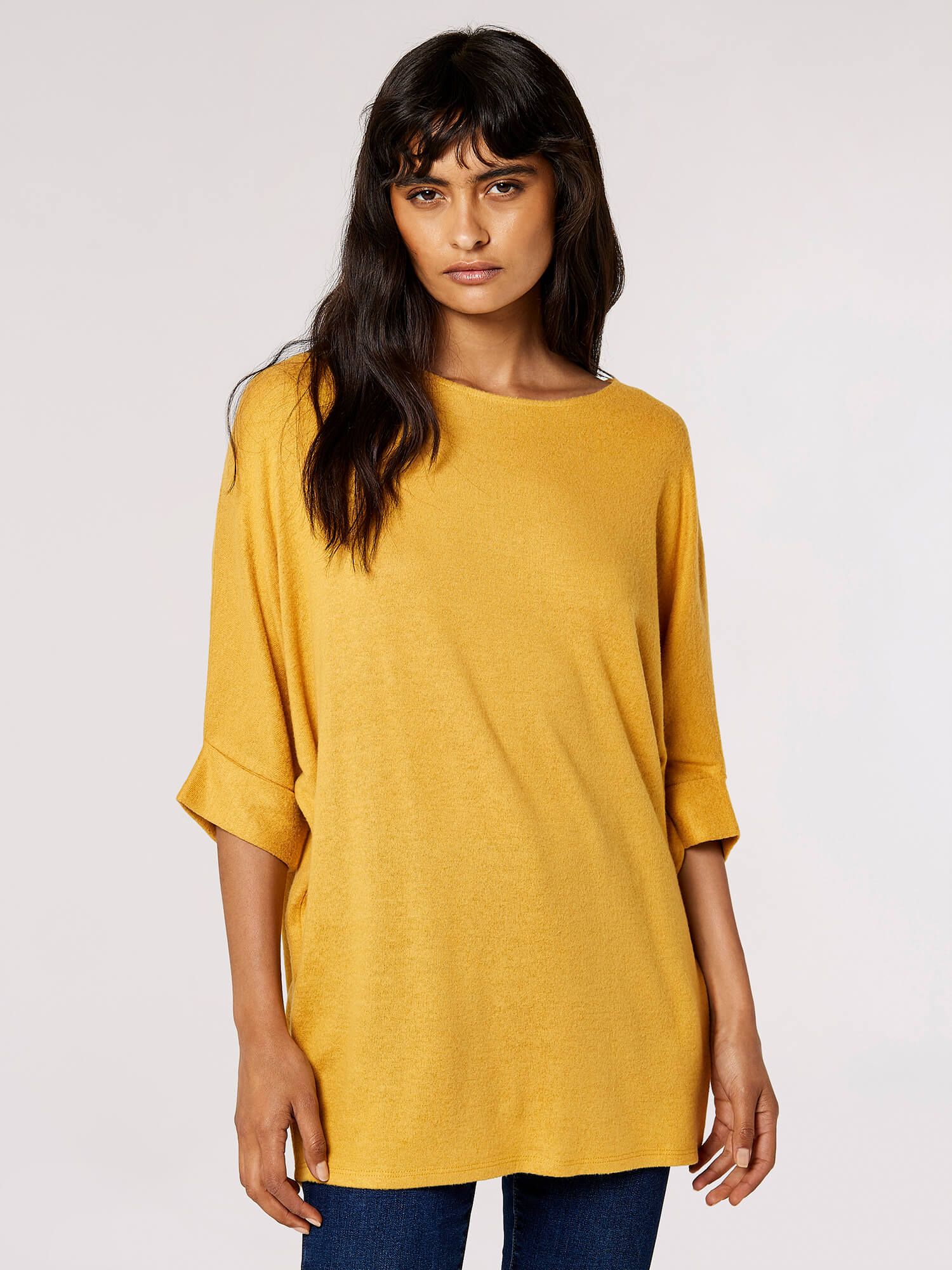 Apricot Trägertop "Longshirt" mit Fledermausärmeln