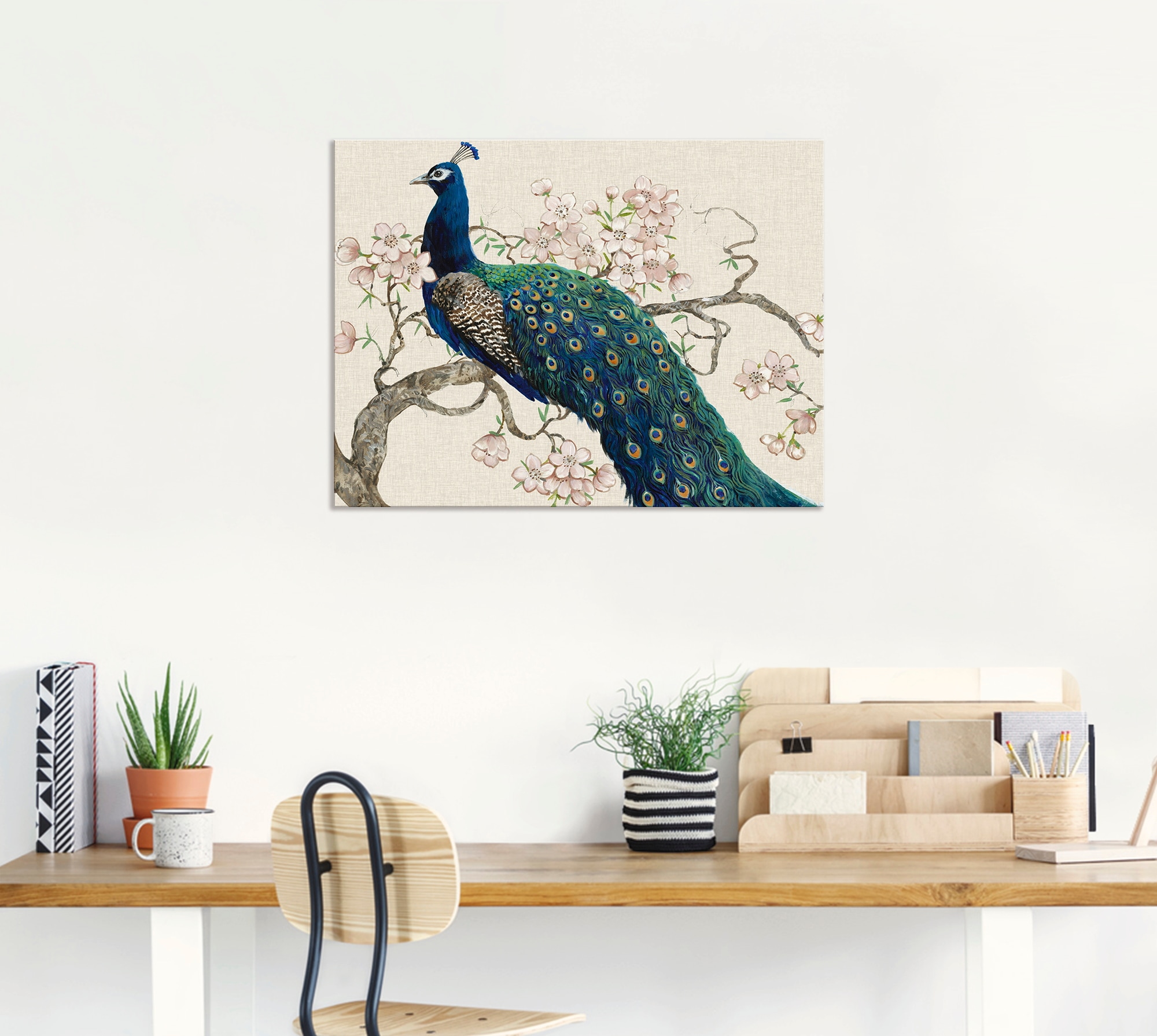 Artland Wandbild »Pfau & Blüten II«, Vögel, (1 St.), als Alubild, Outdoorbild, Leinwandbild, Poster in verschied. Größen