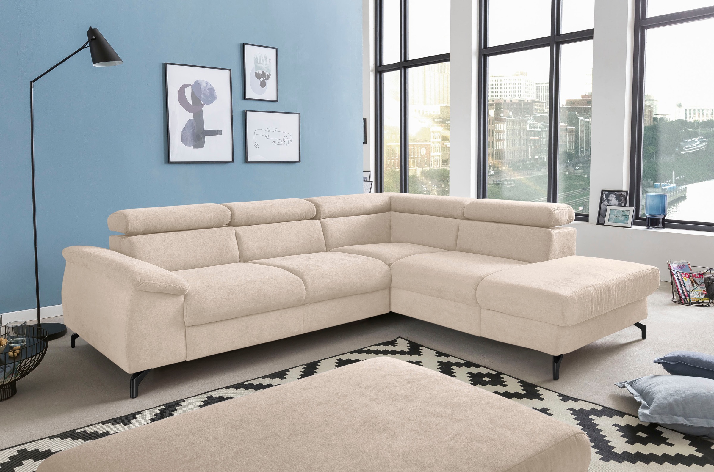 COTTA Ecksofa »Komaris L-Form«, mit Kopfteilverstellung, wahlweise mit Bettfunktion & Bettkasten