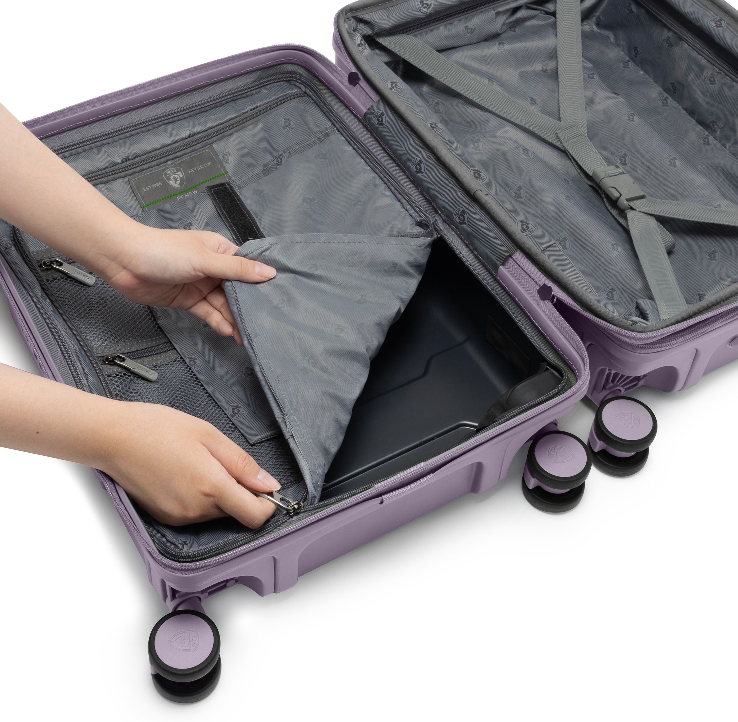 Heys Hartschalen-Trolley »ReNew, verschiedene Größen und Farben«, 4 Rollen, Koffer Reisegepäck herausnehmbares Innenfutter Volumenerweiterung
