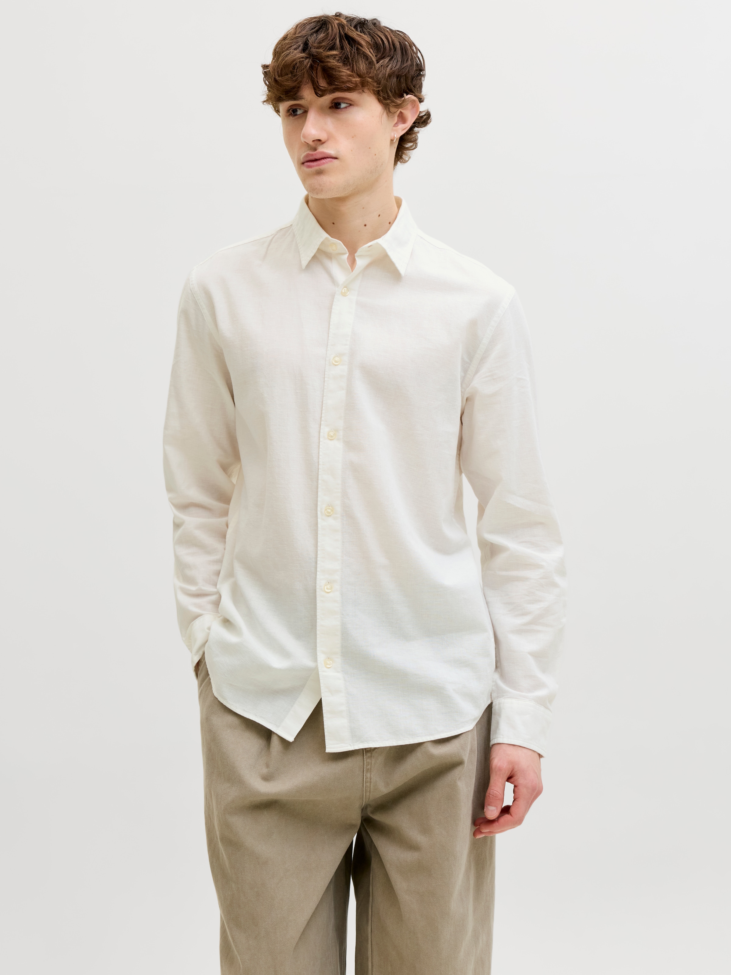 Jack & Jones Langarmhemd »JJEBREEZE LINEN BLEND SHIRT L/S SN« mit Knopfleiste