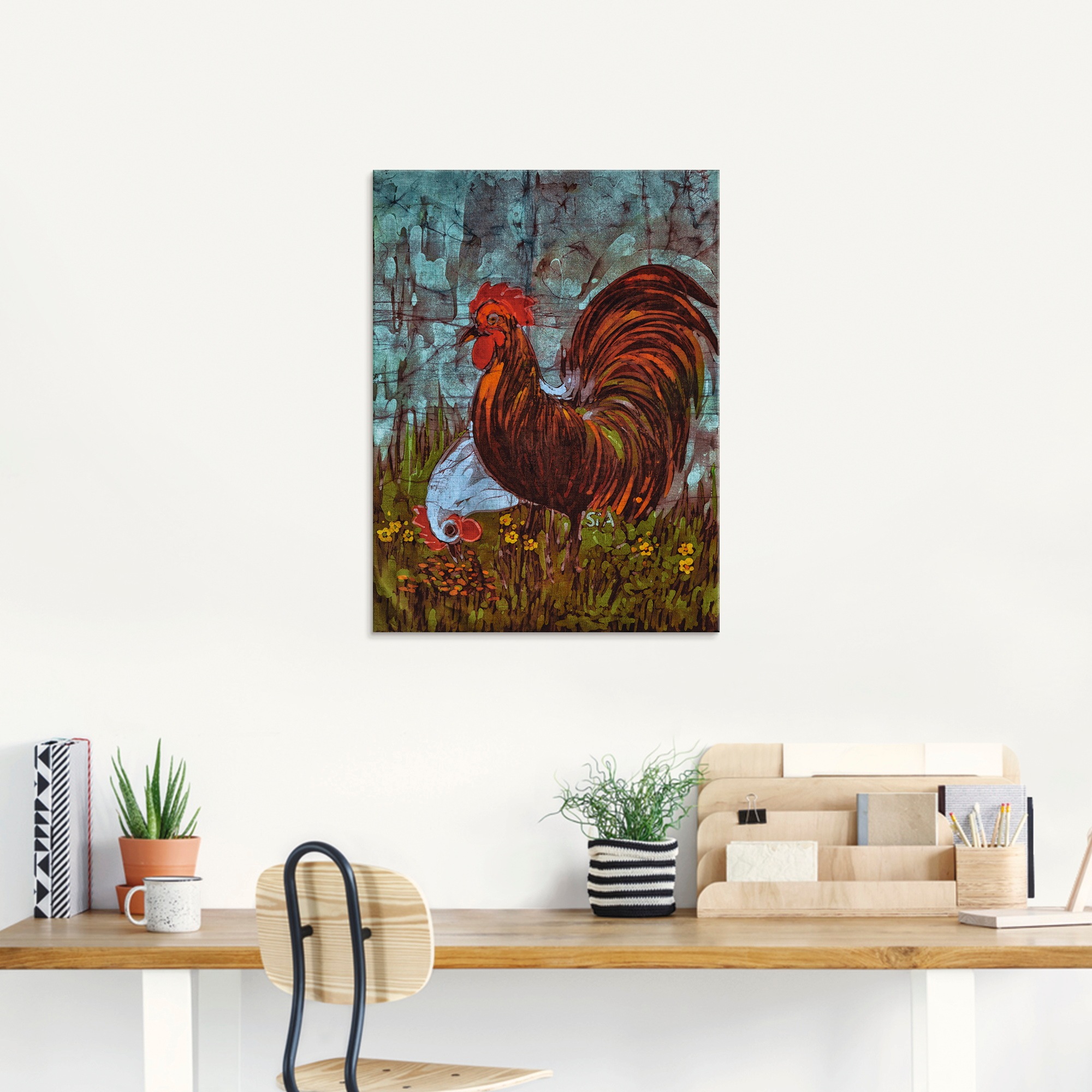Artland Glasbild »Zweisam - Hahn und Henne«, Vögel, (1 St.), in verschiedenen Größen