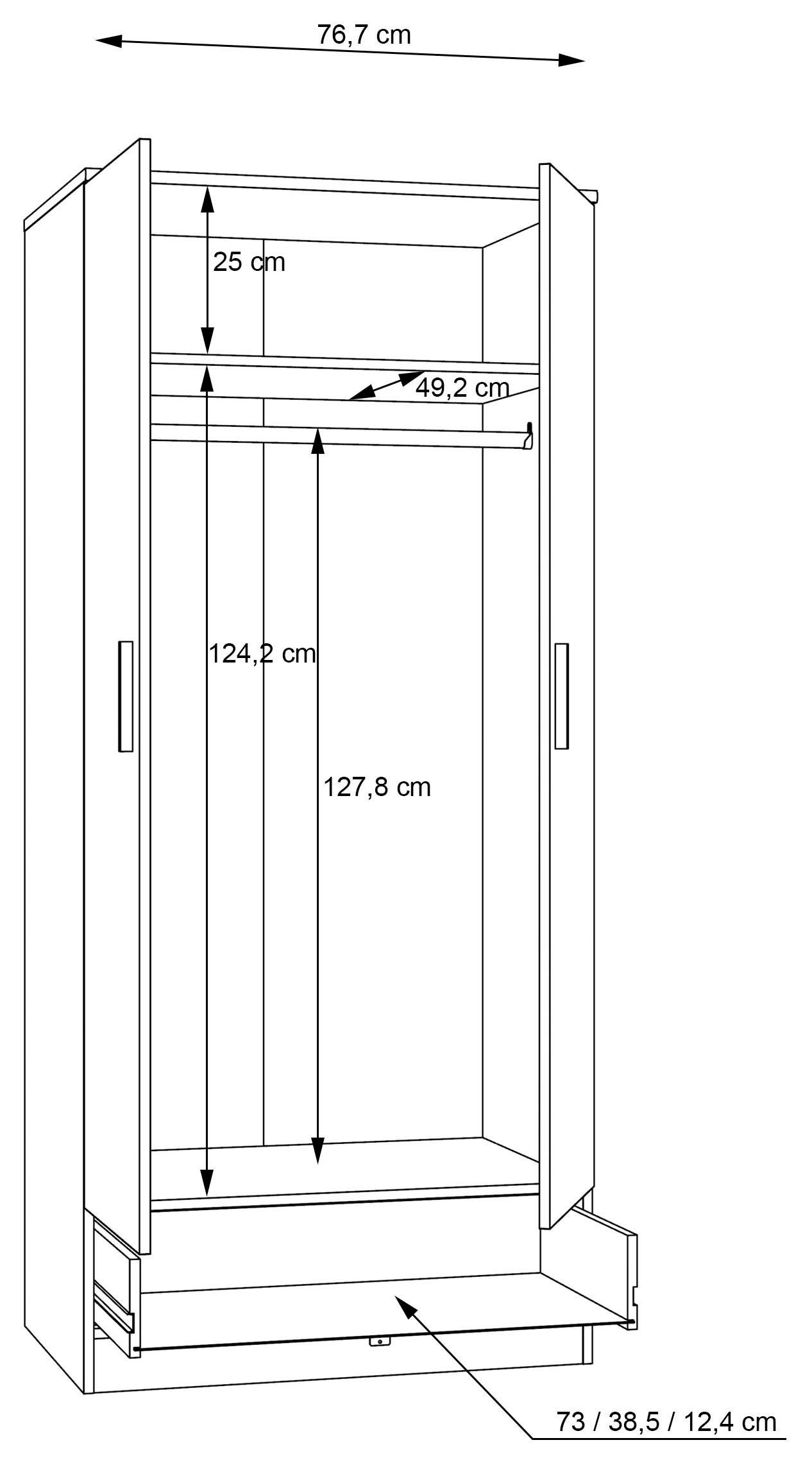 FORTE Kleiderschrank »Drehtürenschrank, Schublade, viel Stauraum« B/H/T 79,9/181/52,7, Schublade, Stauraum, FSC