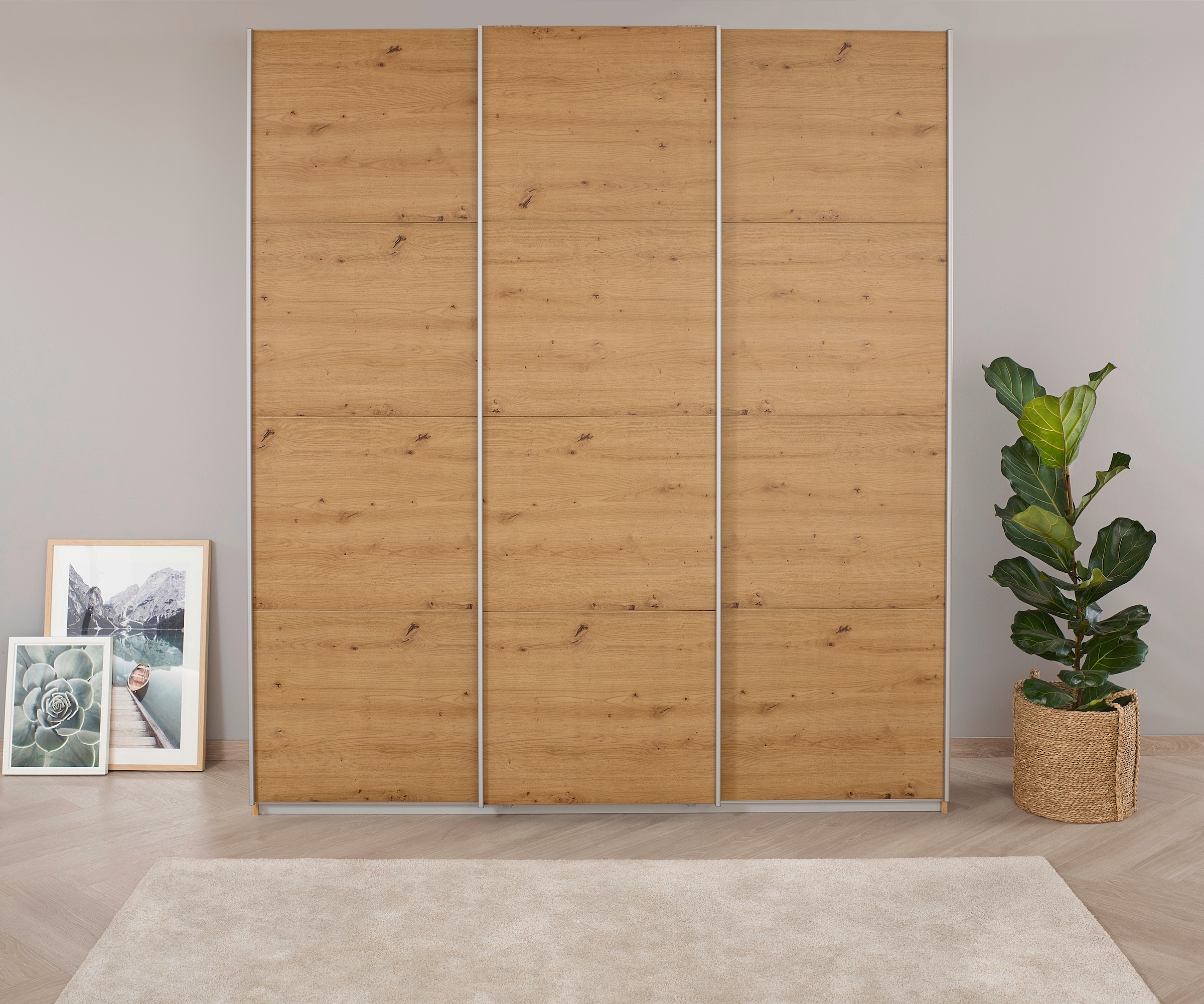 rauch Schwebetürenschrank »Kleiderschrank Schrank Garderobe KOLUNA mit Dekor-Front«, inkl. 2 Innenschubladen sowie extra Einlegeböden MADE IN GERMANY