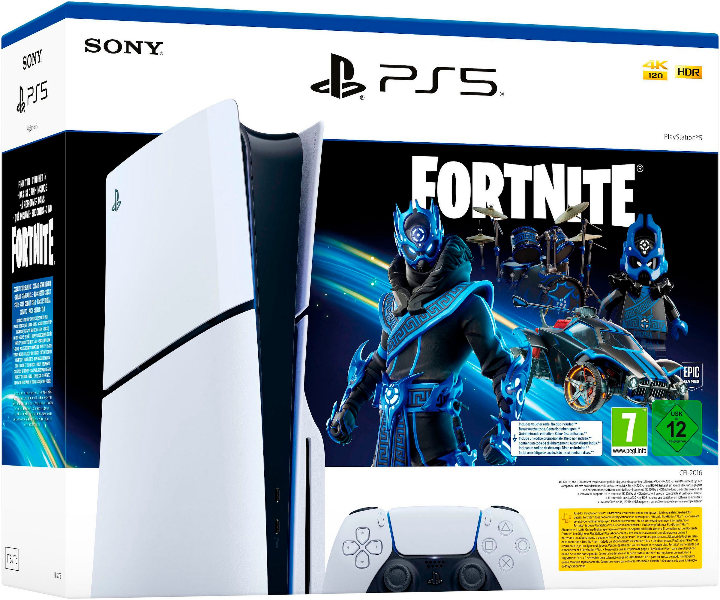 PlayStation 5 Konsolen-Set »PS5 (Slim) Fortnite Cobalt Star + Gran Turismo 7«