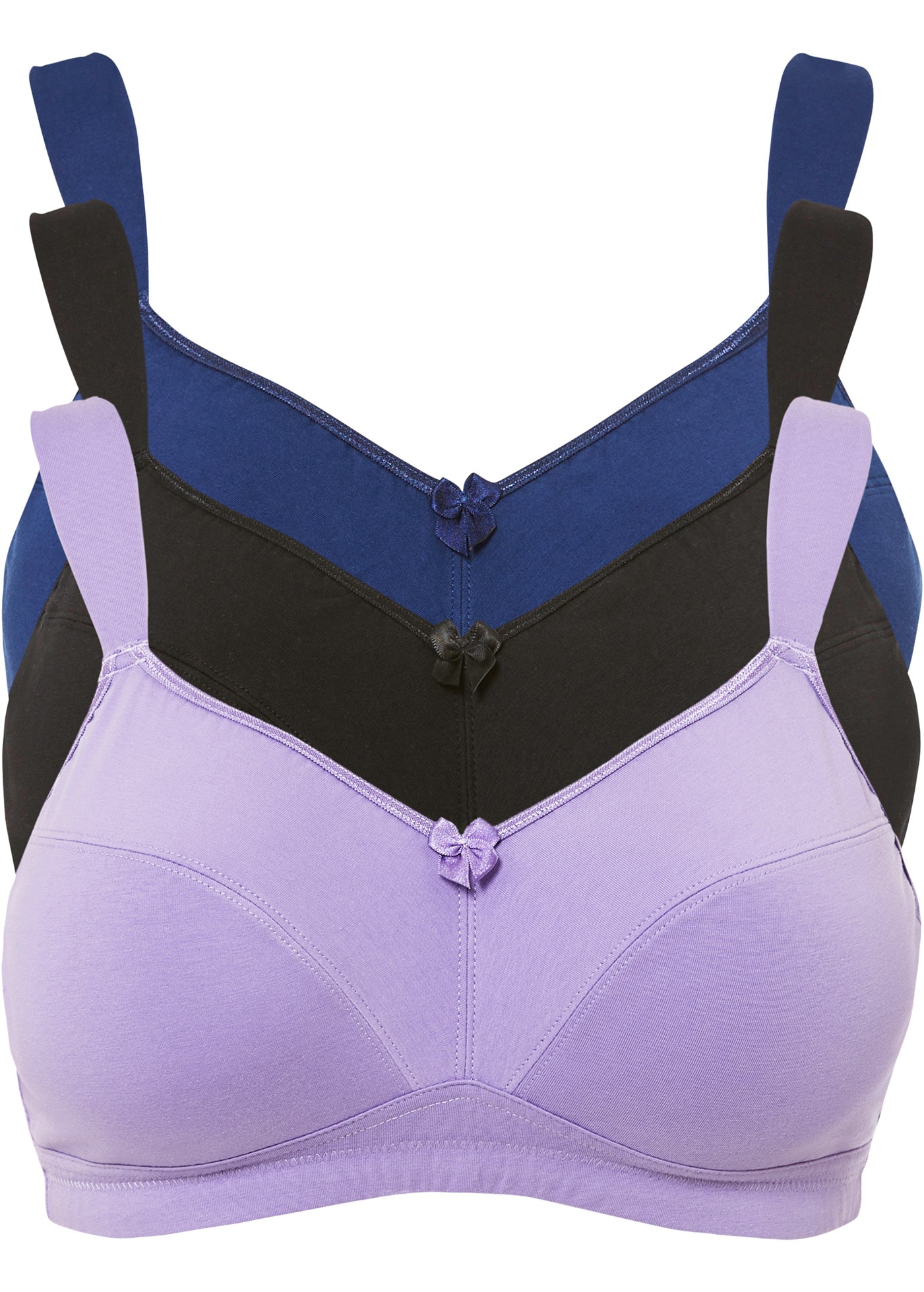 bonprix Bügel-BH »BH ohne Bügel mit Baumwolle (3er Pack)« Packung, 3 ohne Bügel, im 3er-Pack, mit verspielten Details