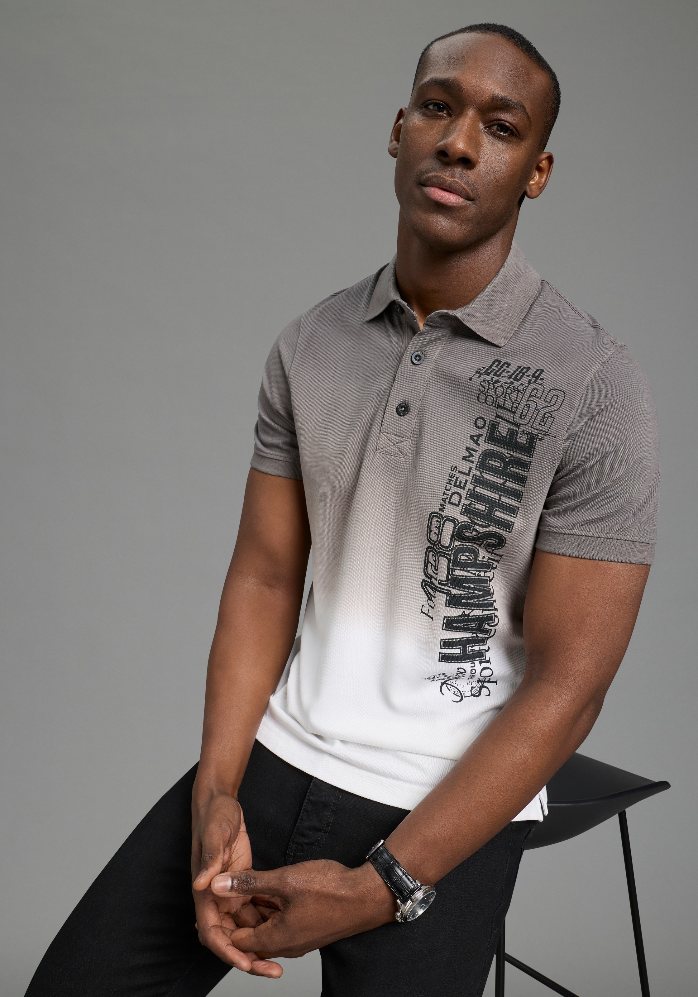 DELMAO Poloshirt kurzärmelig, lässiges Batikmuster, Polokragen günstig online kaufen