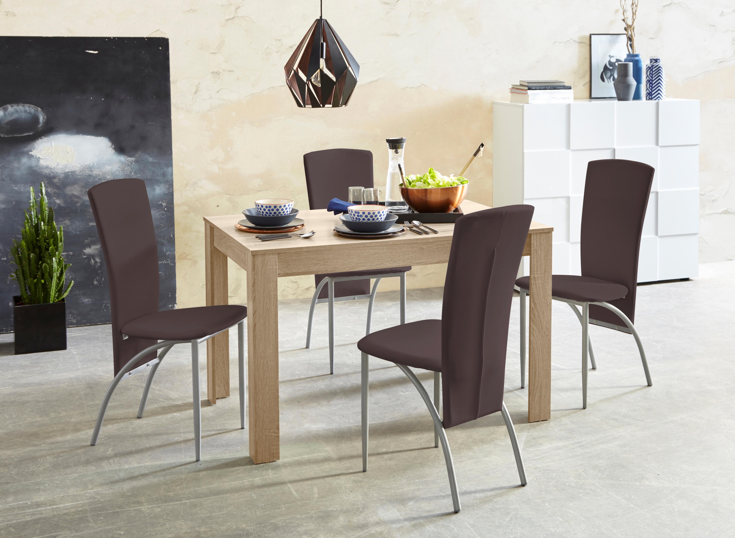 INOSIGN Essgruppe Set, 5 Stk. tlg. Tischbreite 120 cm in eichefarben sägera günstig online kaufen