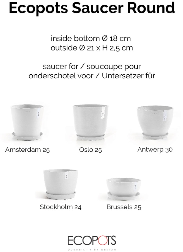 ECOPOTS Topfuntersetzer »Rund 25 Weiß« für innen und außen: frostsicher, bruchsicher und lichtbeständig