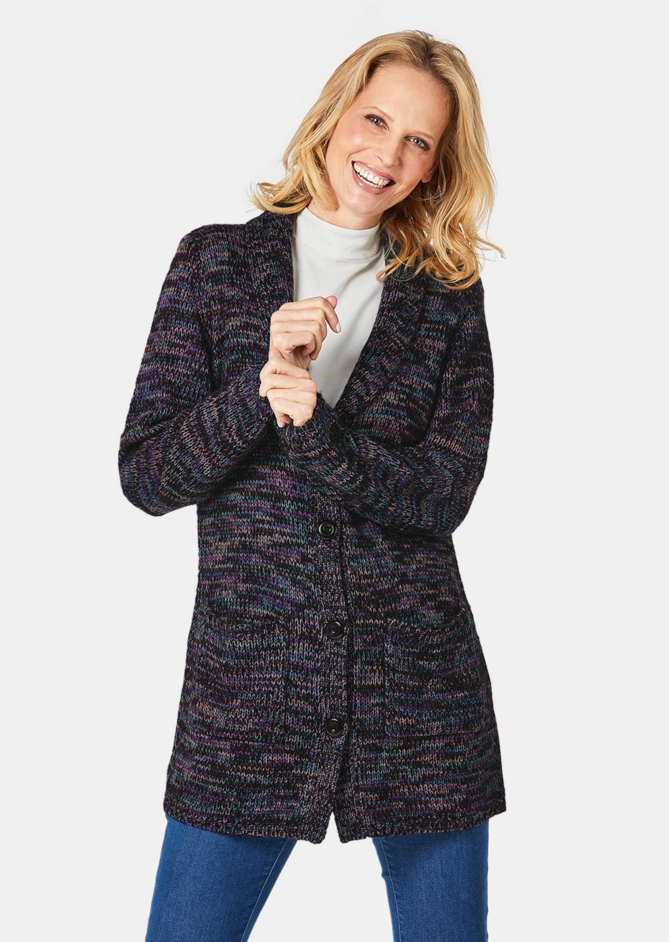 GOLDNER Strickjacke »Strickjacke Kuschelweiche Strickjacke in kaschierender Länge«