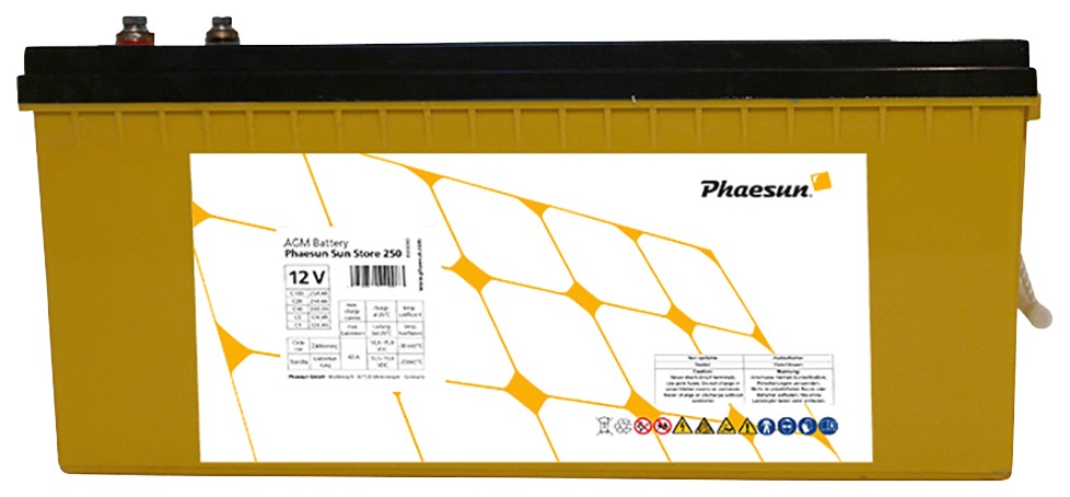 PHAESUN Solarakkus "AGM Sun Store 250", 12 V 254.000mAh, gelb, Akkumulatoren