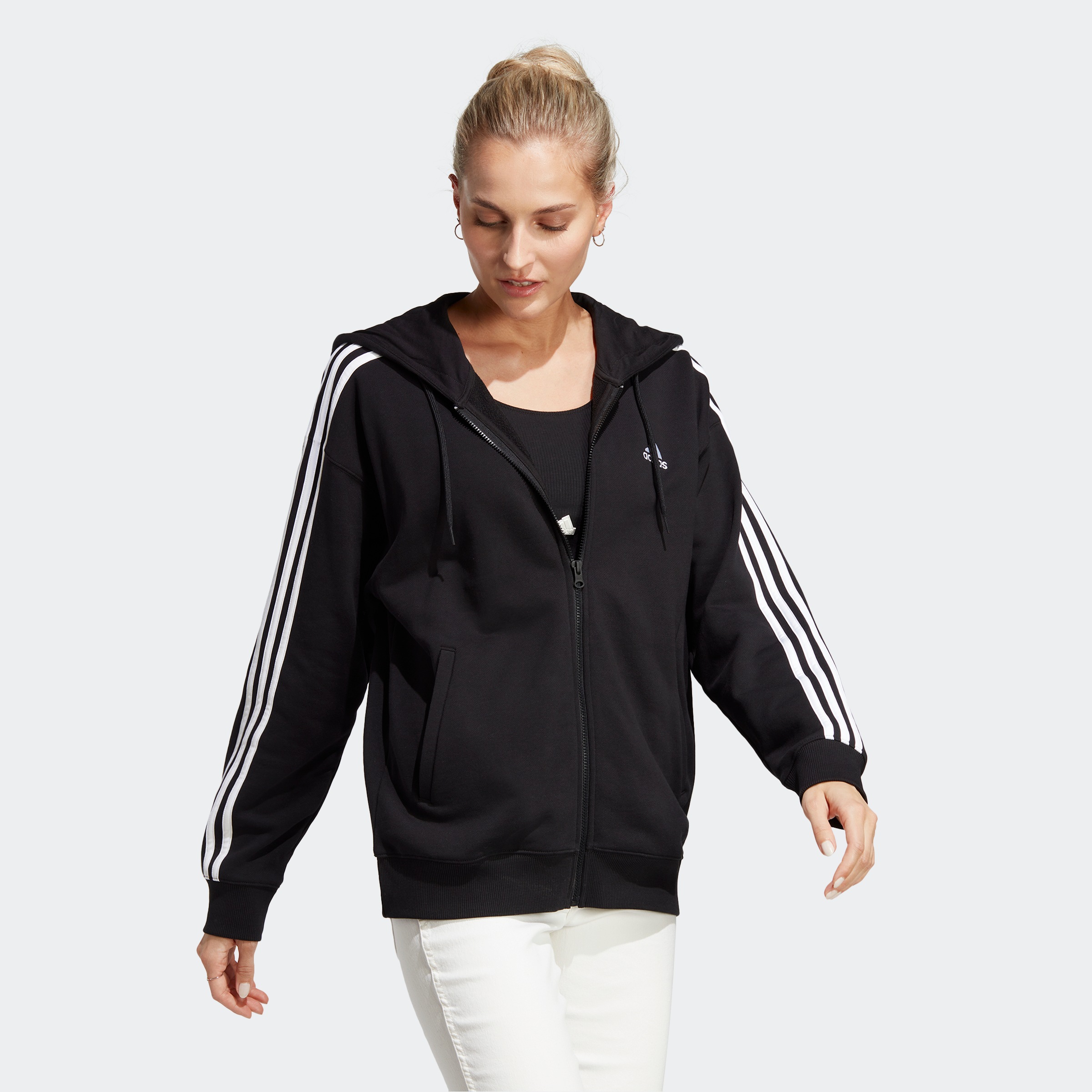 adidas Sportswear Kapuzensweatjacke "ESSENTIALS 3STREIFEN FRENCH TERRY OVER günstig online kaufen