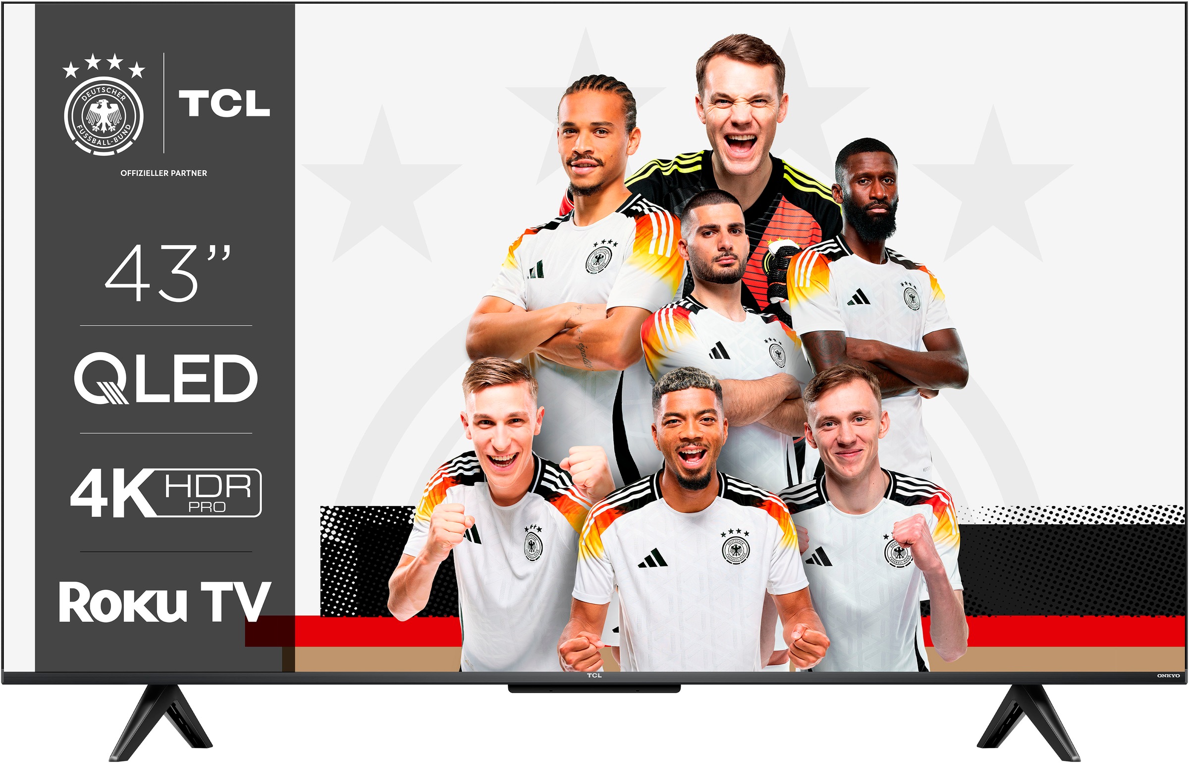 TCL QLED-Fernseher »43RC630X2«, 4K Ultra HD, Smart-TV, HDR Pro, HDR10+, Dolby Vision, Game Master, HDMI 2.1, ONKYO Sound