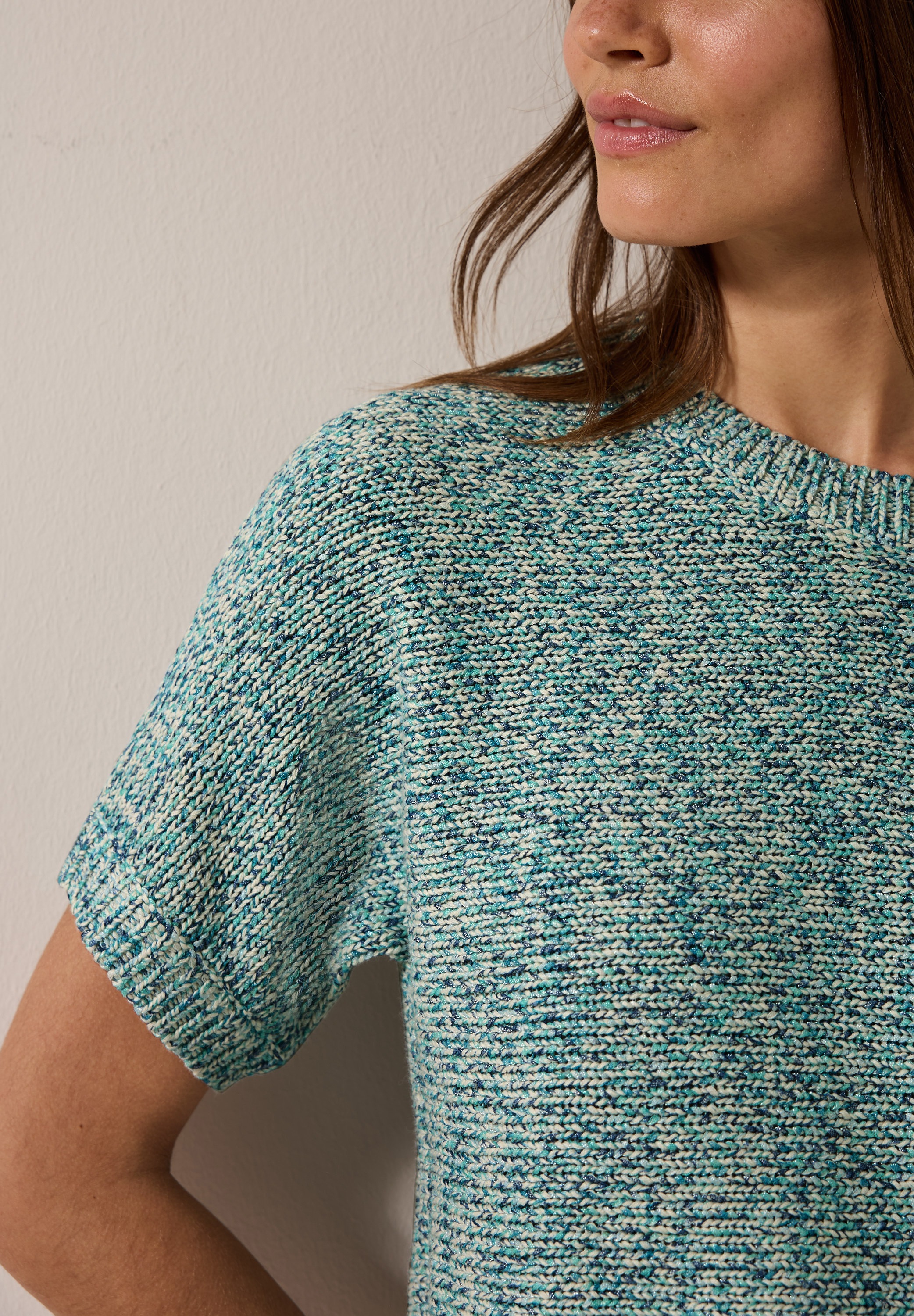 Cecil Kurzarmpullover, aus Mouliné