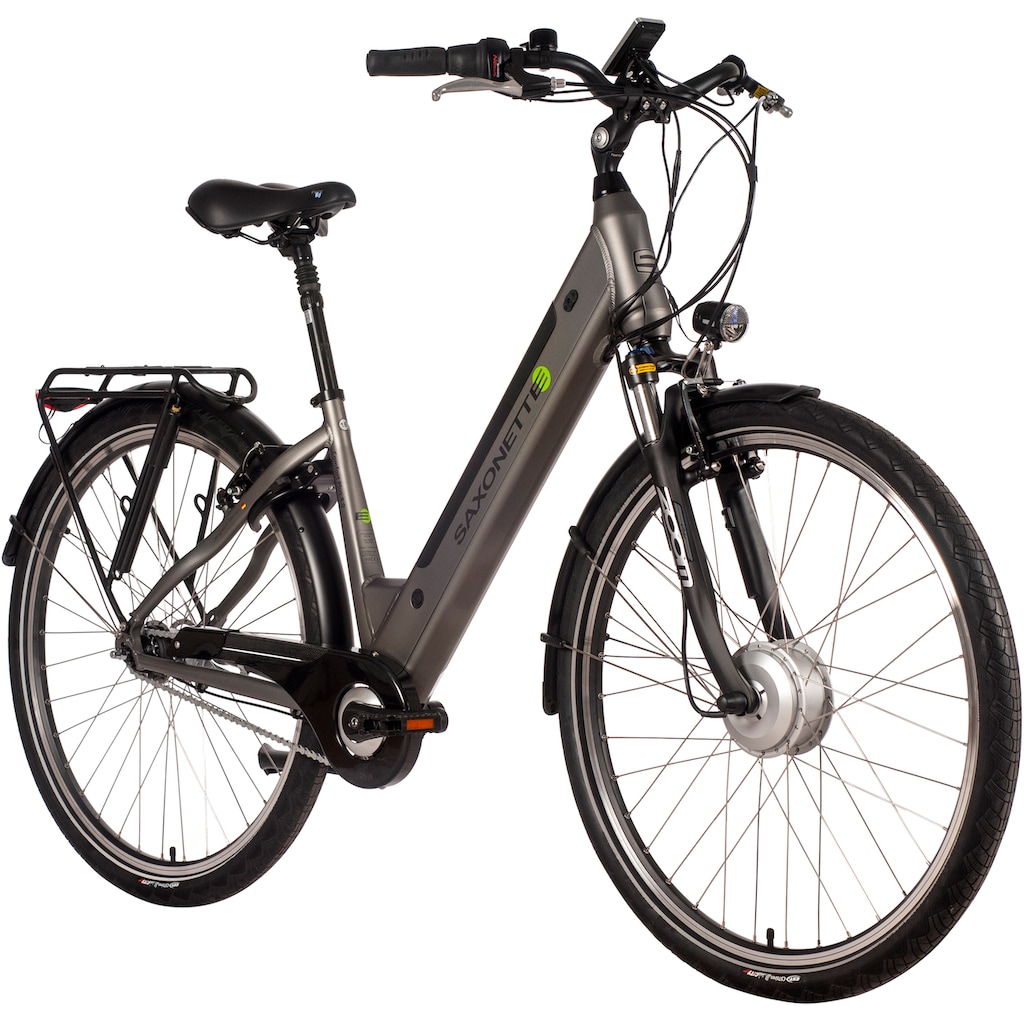 SAXONETTE E-Bike »Comfort Plus 4.0«, 7 Gang, Shimano, Frontmotor 250 W, E-Bike Citybike mit Rücktrittbremse, vollintegrierter Akku