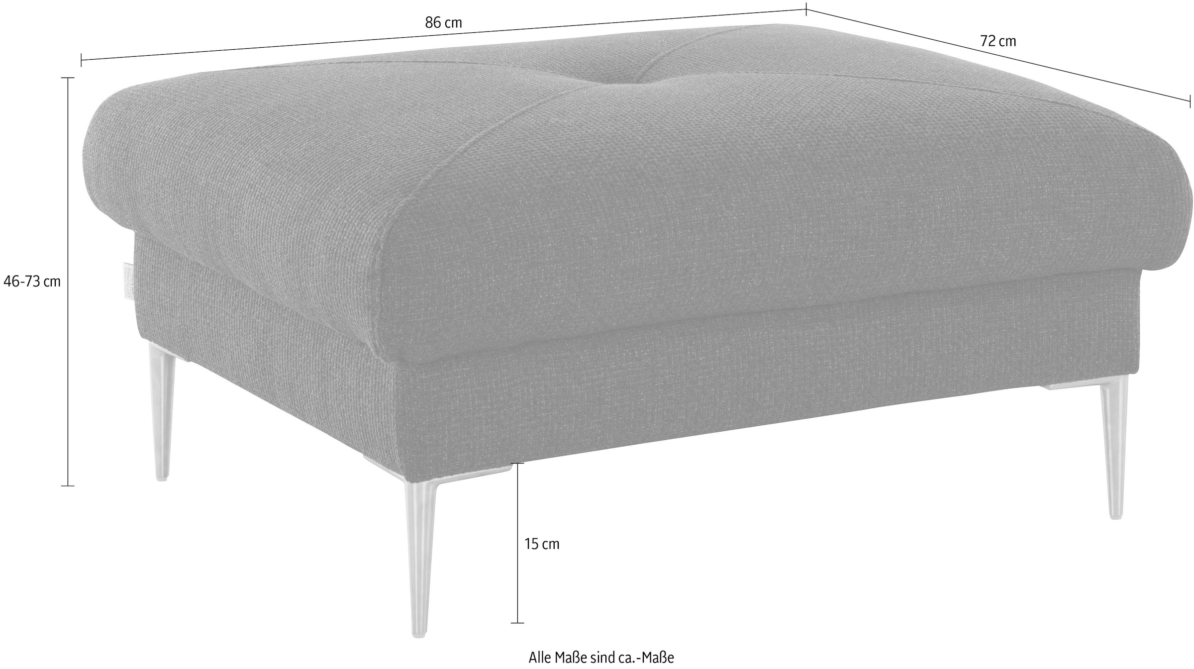 Guido Maria Kretschmer Home&Living Hocker »Chilltime, elegant und bequem durch Komfortsitzhöhe 46cm, hoher Fuß«, mit eleganter Kreuznaht auf der Sitzfläche