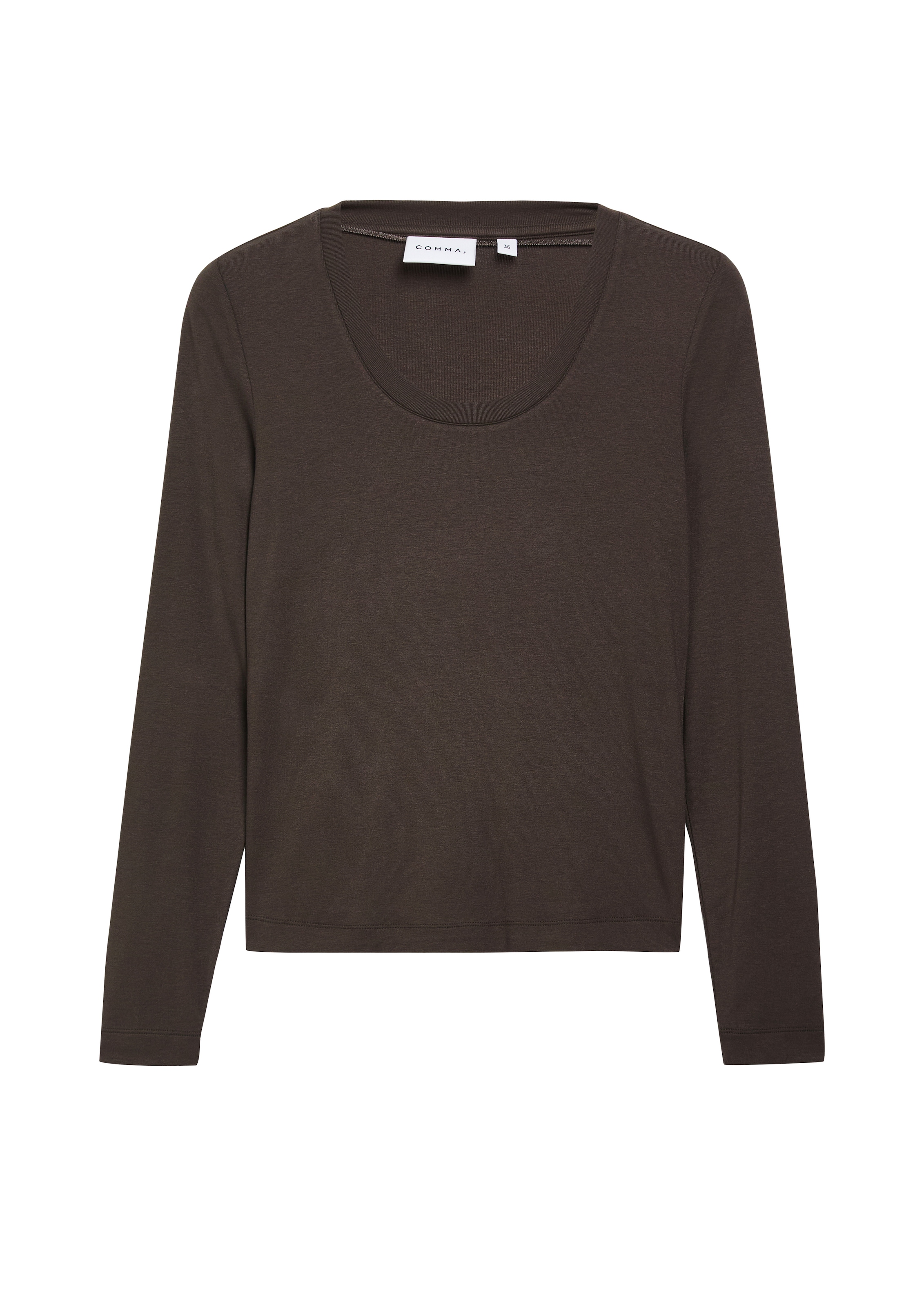 Comma Langarmshirt mit tiefem Rundhals / Viskose-Stretch