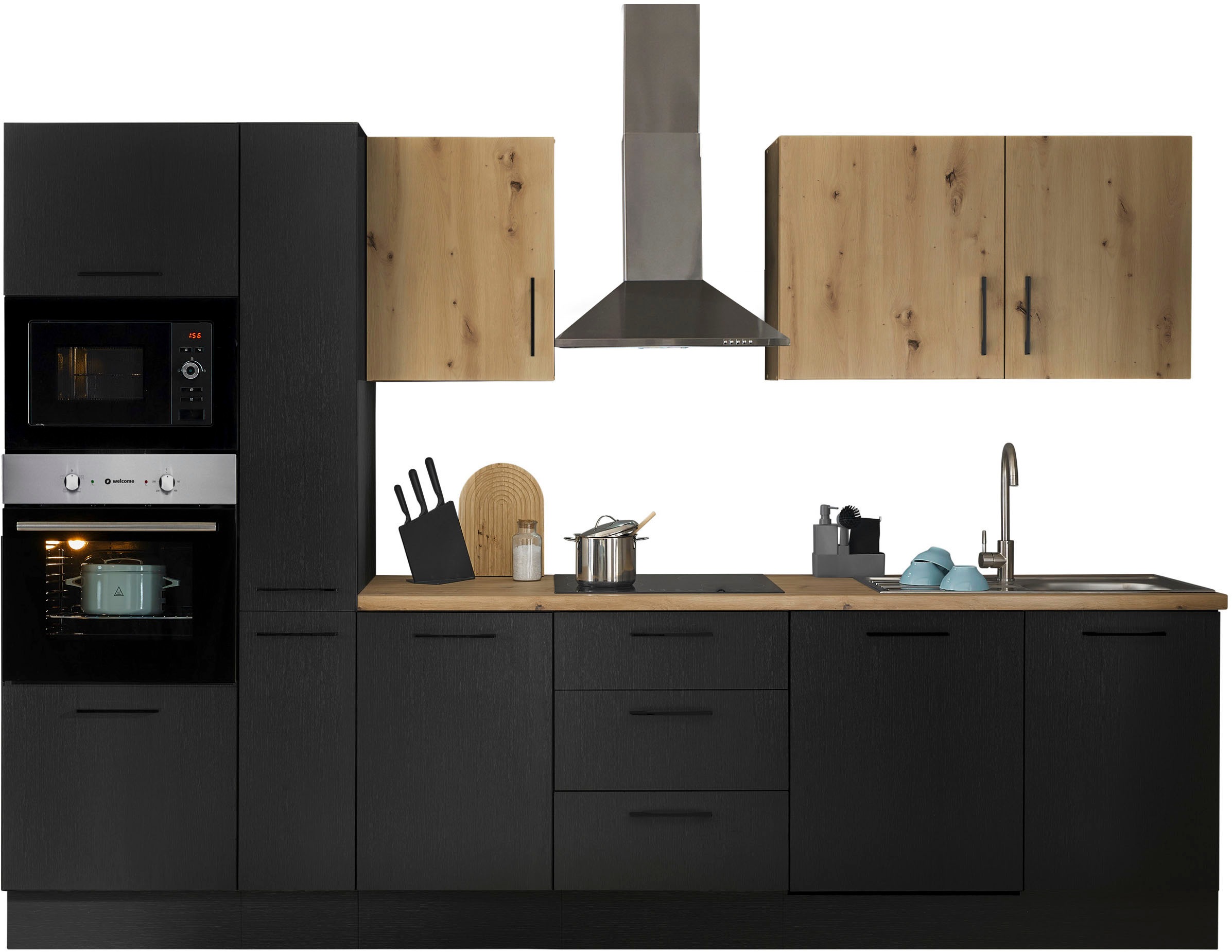 BASIC by Balculina Küchenzeile »Turin«, Breite 310 cm, wahlweise mit E-Geräten