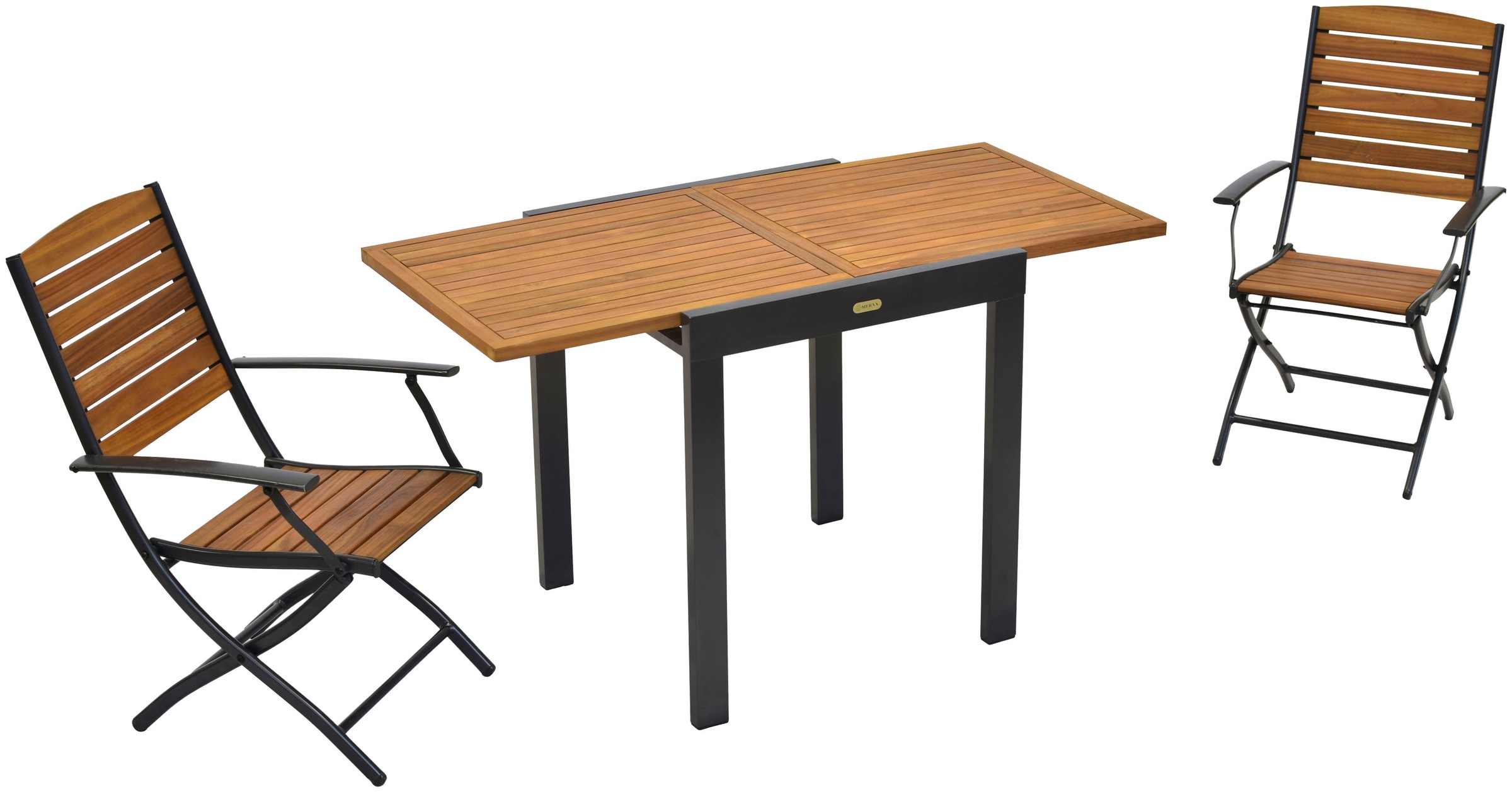 Balkonset MERXX "Santorin", grau (graphit, natur), Aluminium, Massivholz, Sitzmöbel-Sets, Balkonset 2