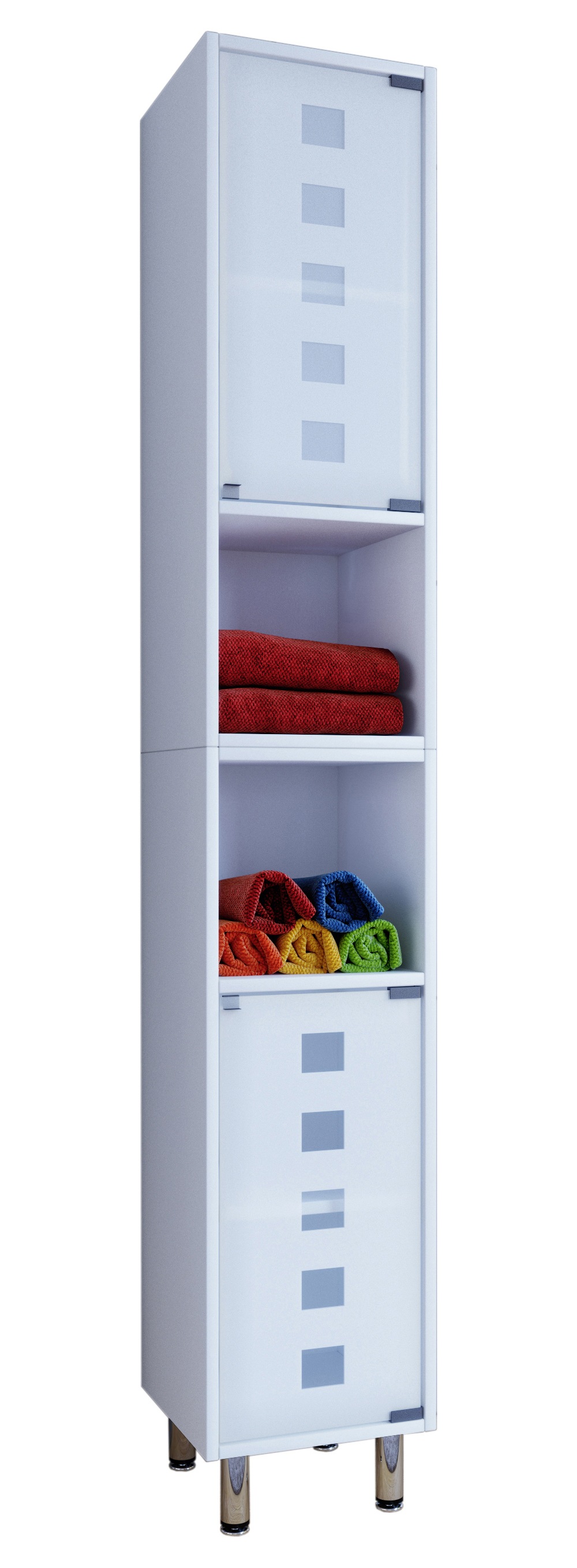 Hochschrank VCM, B:30cm T:30cmweiß, Obermaterial: 100% Holz Wood., Badezimmer, Schränke, "Holz Badmöbel Hochschrank Schrank Darola Glastür"