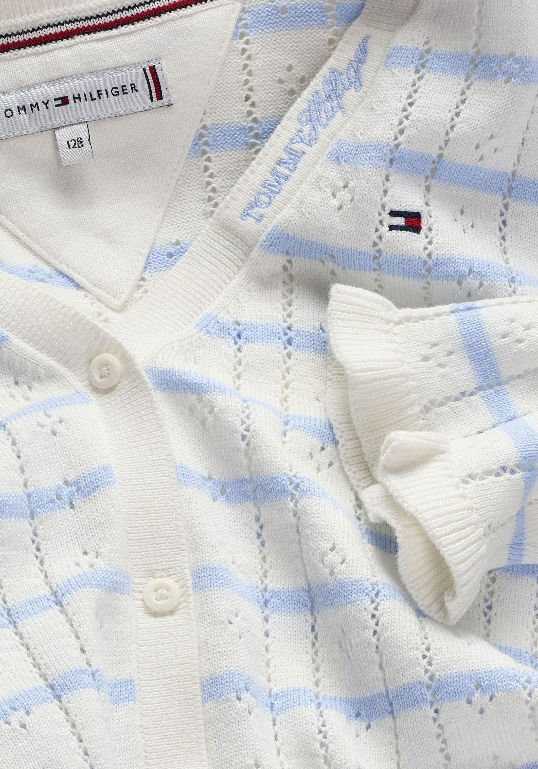 Tommy Hilfiger Strickjacke »POINTELLE CARDIGAN« Kinder bis 16 Jahre, mit Rüschen, regular fit