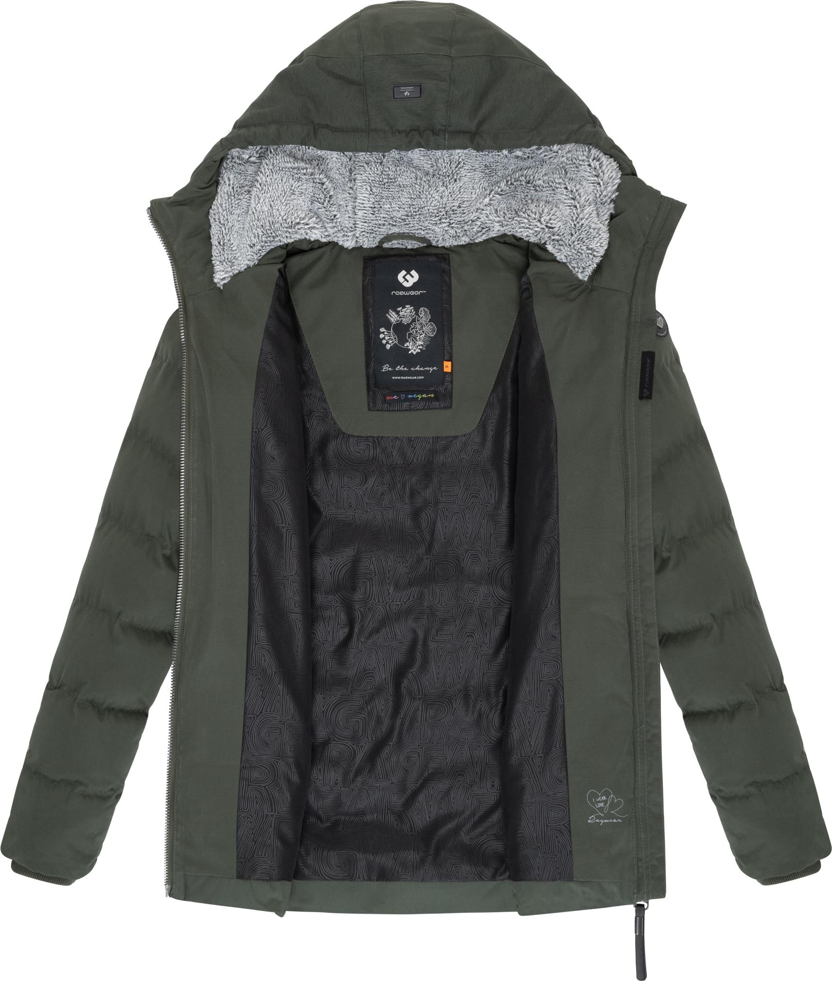 Ragwear Winterjacke »Quantic«, mit Kapuze, stylische Steppjacke mit Teddyfell-Kapuze