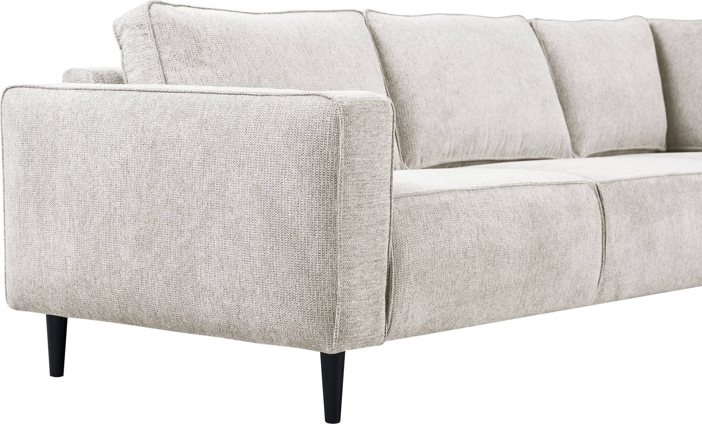 Places of Style Ecksofa »Fumone, Lederoptik oder Soft-Touch Chenille«, Breite 260, mit schwarzen Massivholzfüßen