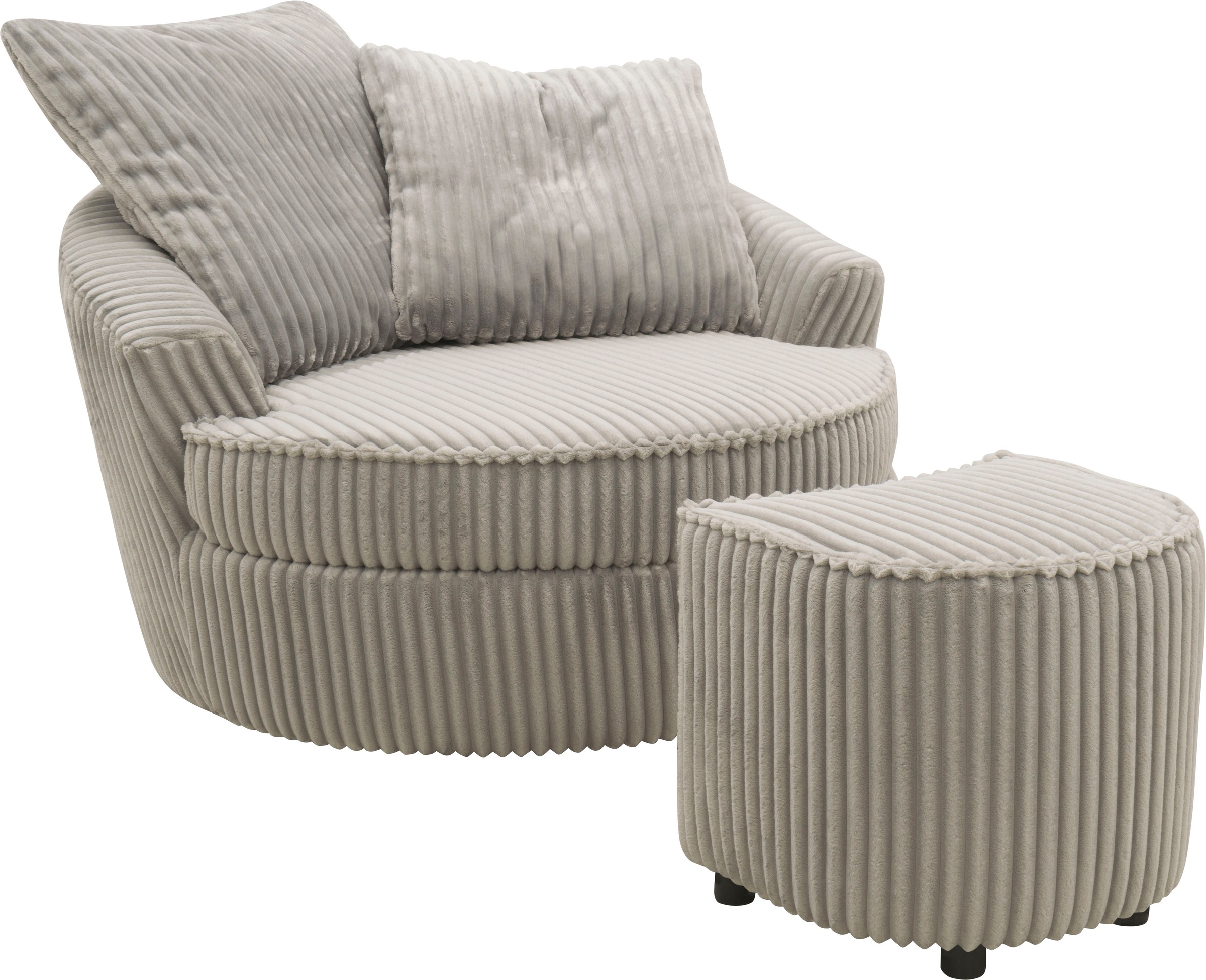 INOSIGN Drehsessel »AMECA, Relaxsessel mit Drehfunktion und Hocker, 122 x 126 x 76 cm,«, (Set, 2 St.), Love-Seat XXL und Lesesessel in Megacord