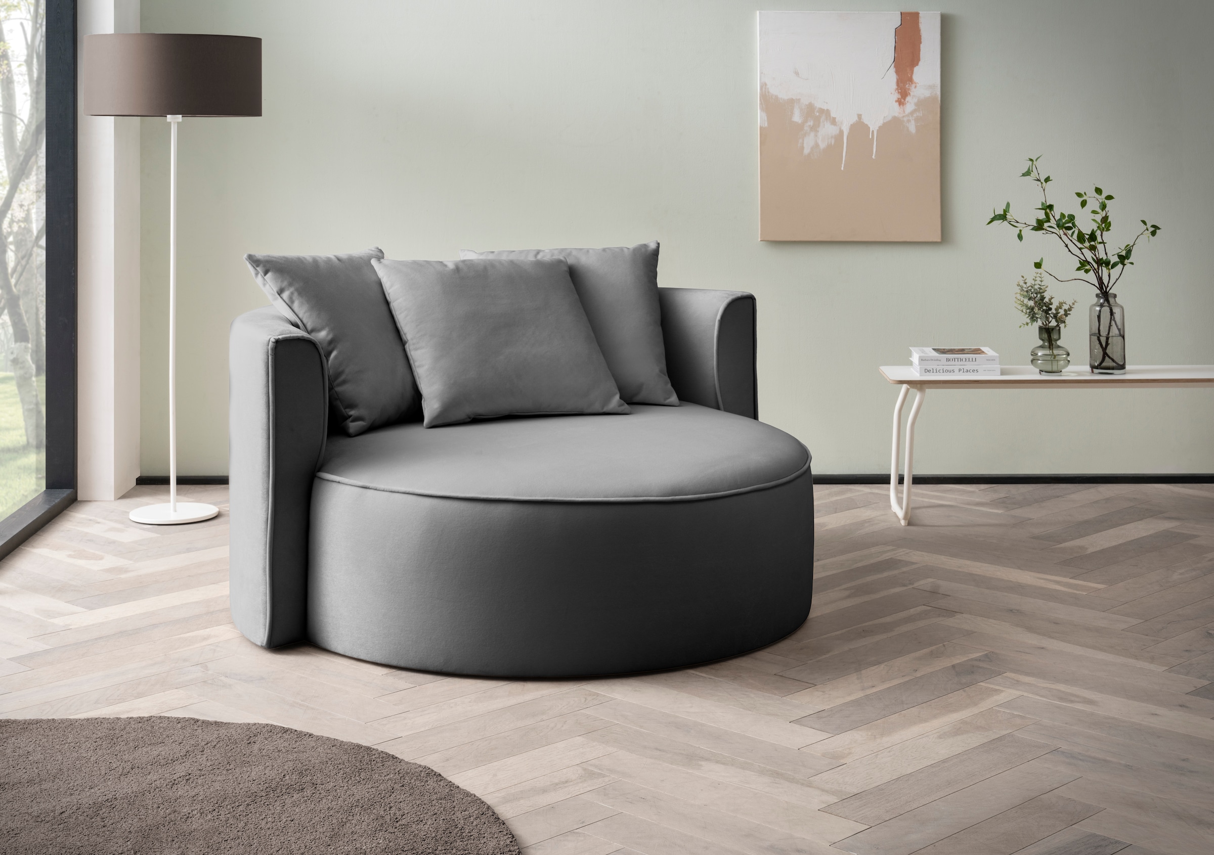LeGer Home by Lena Gercke XXL-Sessel "ISALIE Samtoptik, Lesesessel, Loveseat, inklusive Zierkissen" extra große Sitzfläche, optional mit Hocker, 3 Bezugsstoffe