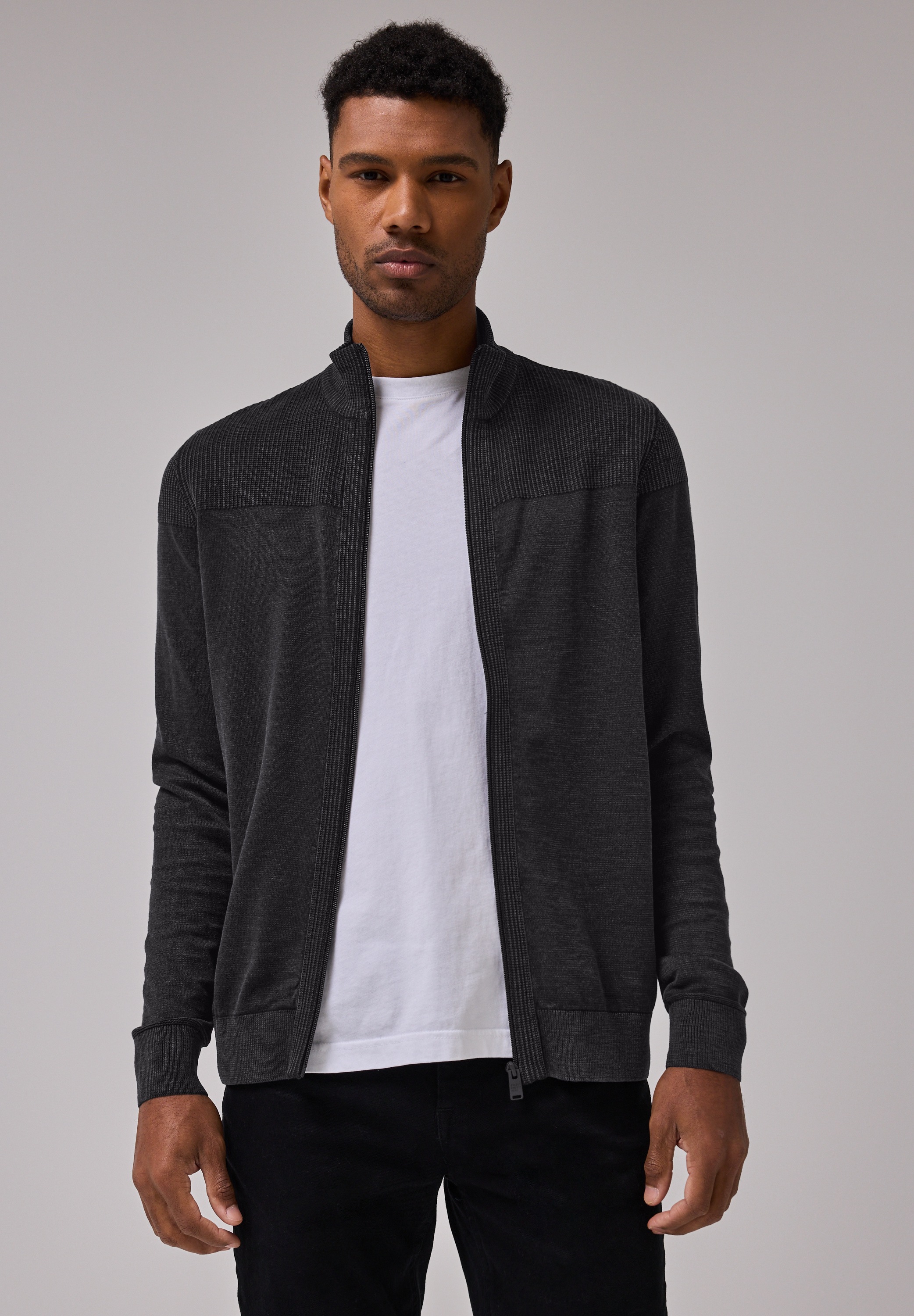STREET ONE MEN Strickjacke, aus reiner Baumwolle