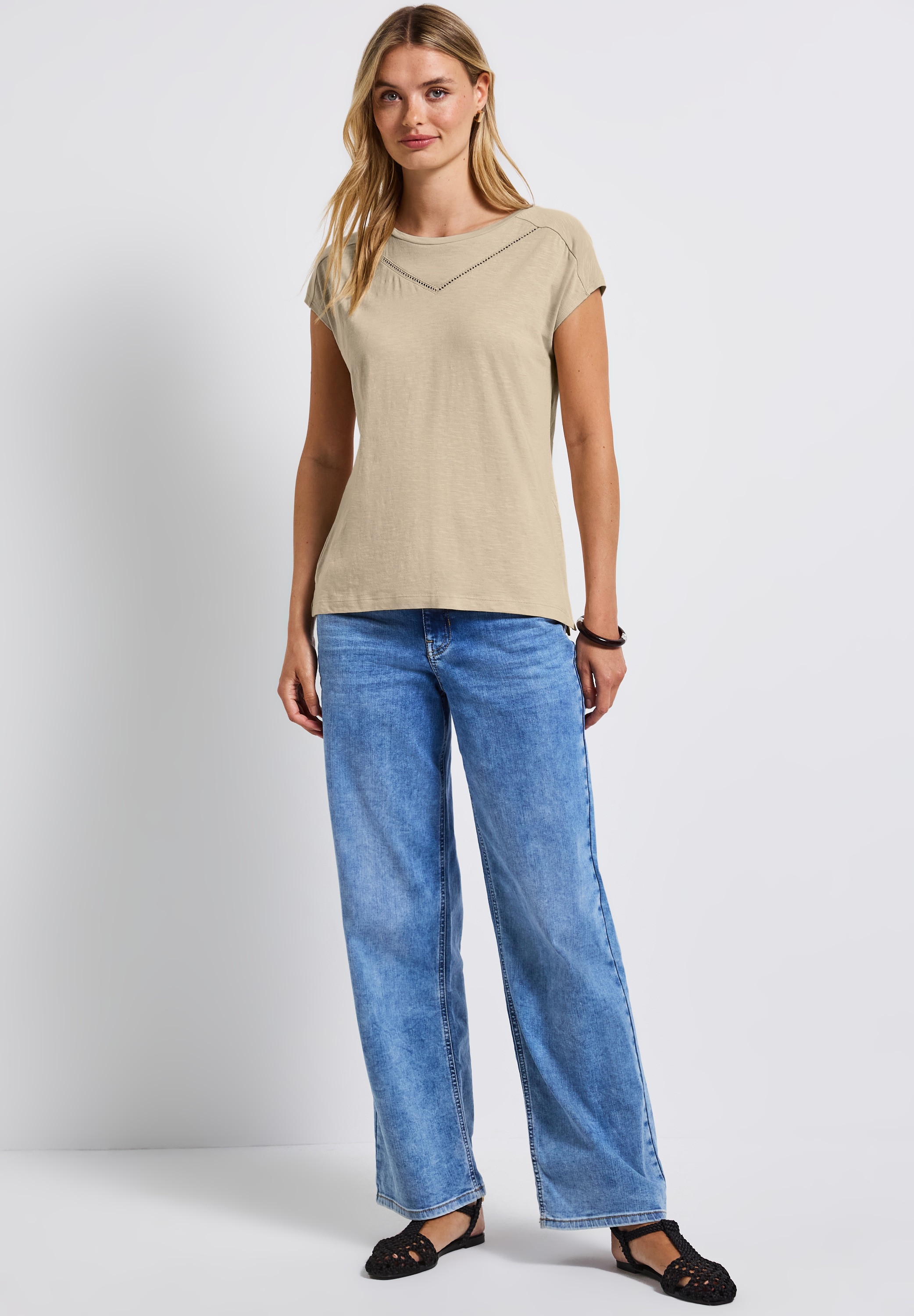 STREET ONE T-Shirt, mit Materialmix