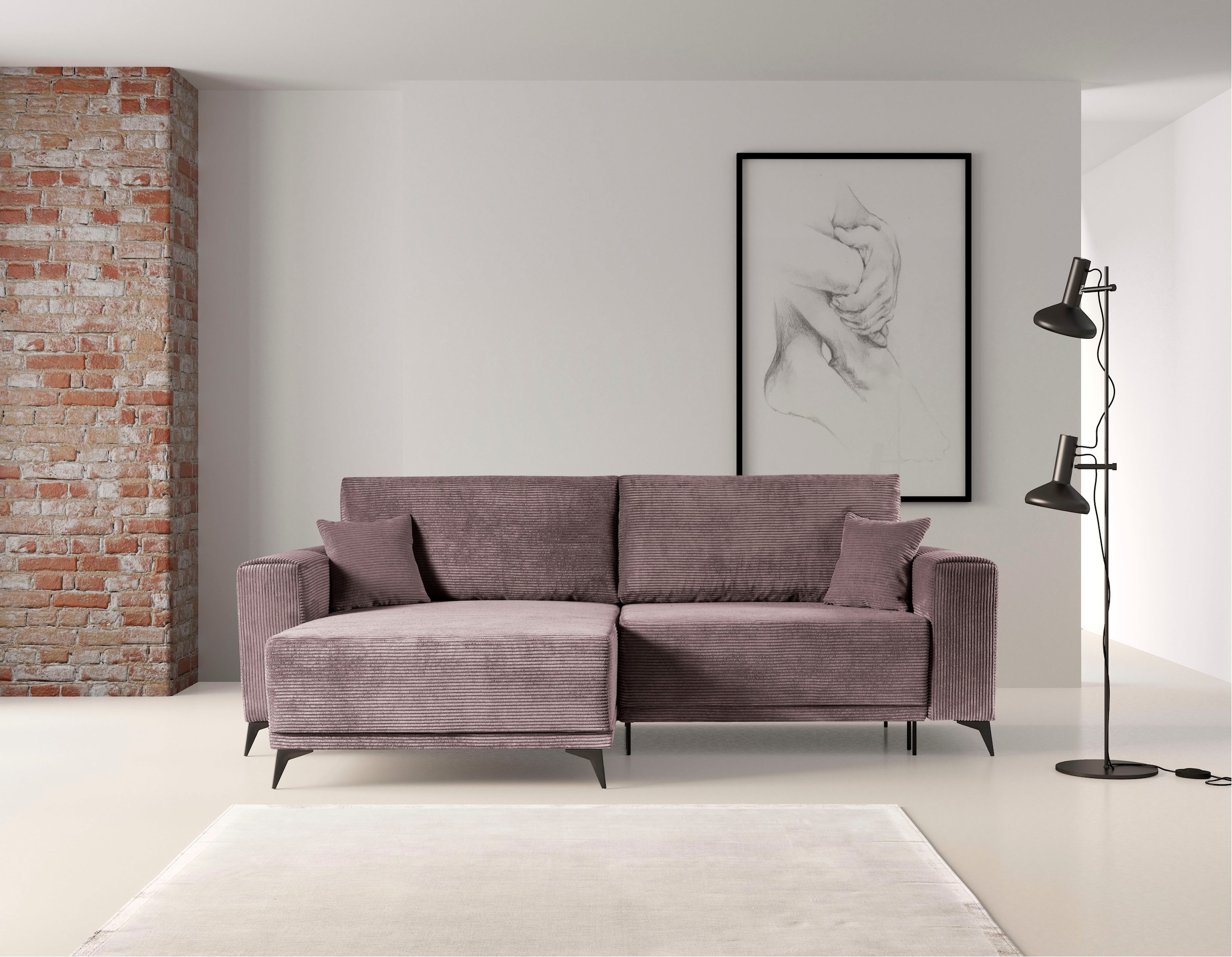 Sofa in | Bettkasten Ecksofa BAUR »Scandic«, WERK2 Moderne & Schlaffunktion Cord, mit Eckcouch