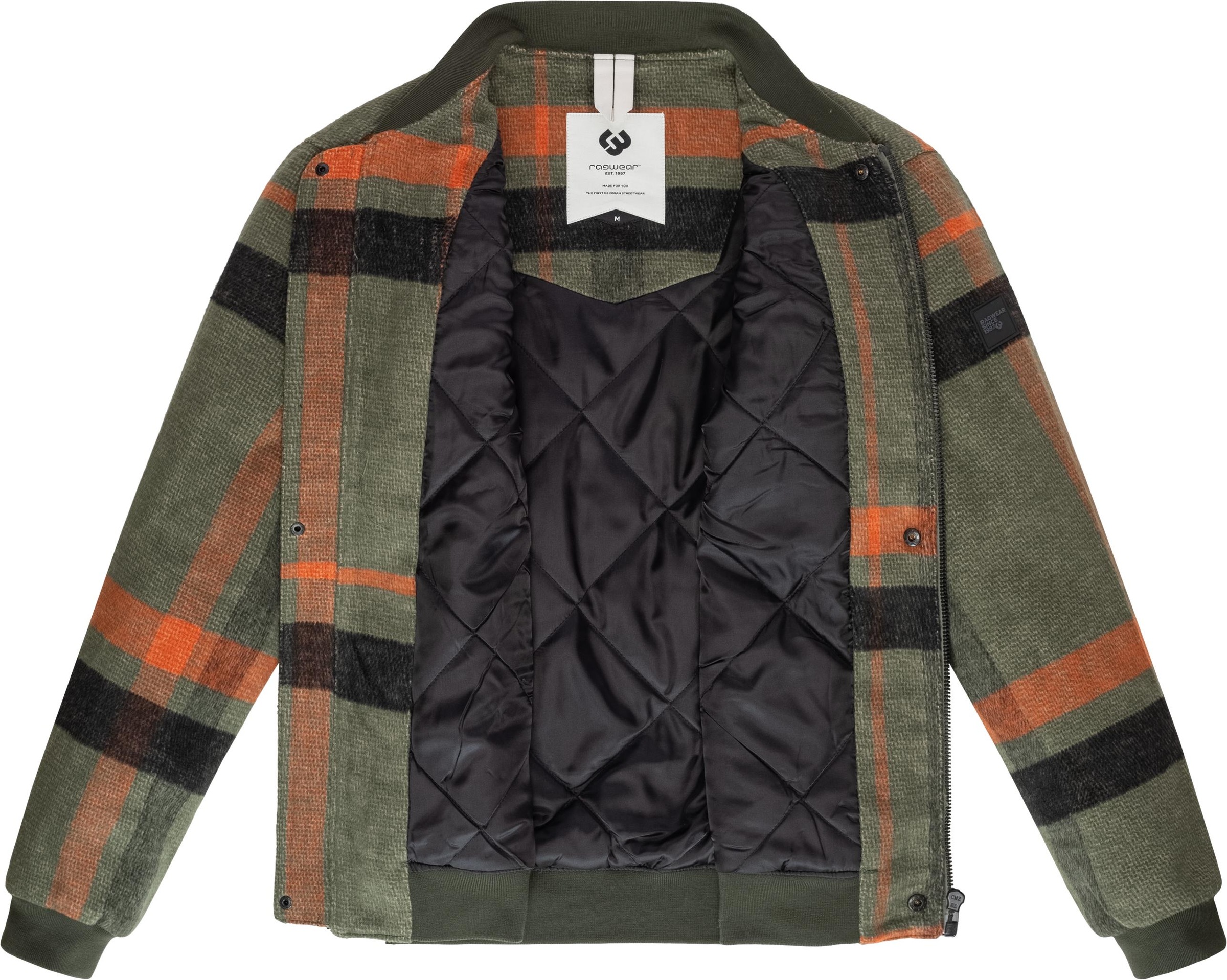 Ragwear Outdoorjacke »Merrbo Check«, ohne Kapuze, Warme Herren Übergangsjacke mit Rippkragen