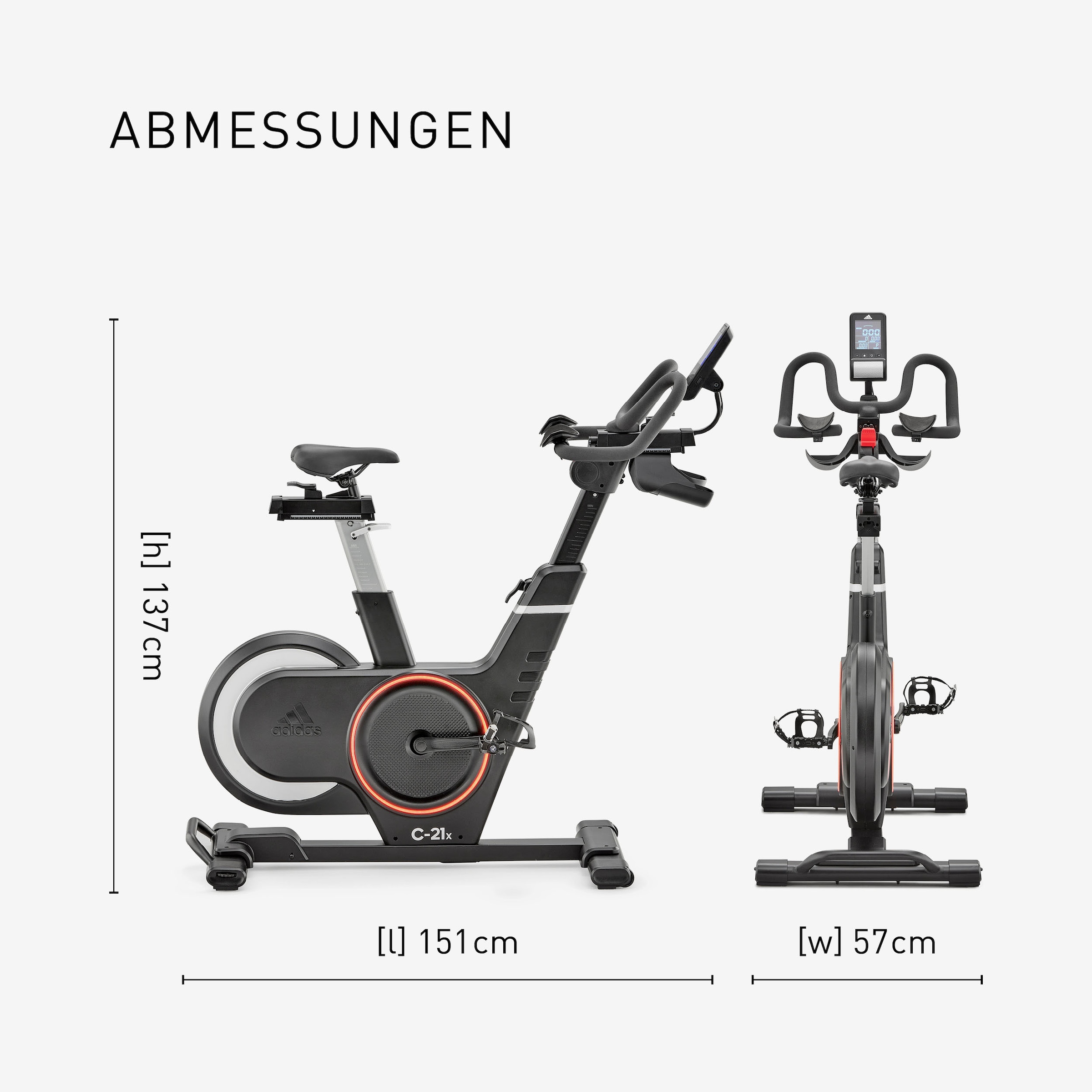 adidas Performance Speedbike »Indoor Speedbike C-21x BT«, (mit Tablet-Halterung), Schwungmasse ca. 6 kg, 8 Widerstandsstufen