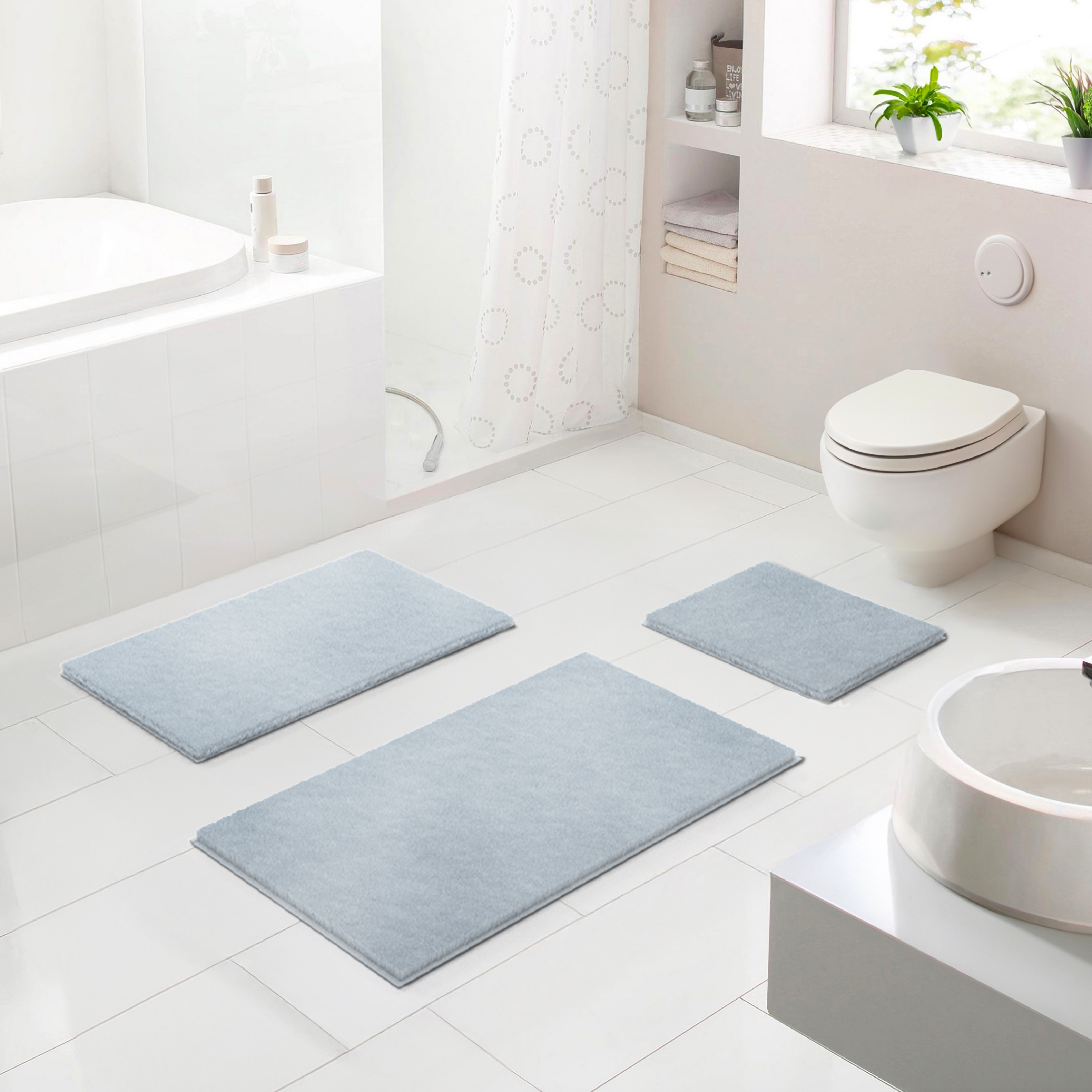 Badematte GRUND, H:28mm, grau, Polyester, Badematten, "Molena", Hoher LUXURYSOFT-Flor aus Polyester, 5 Jahre Garantie