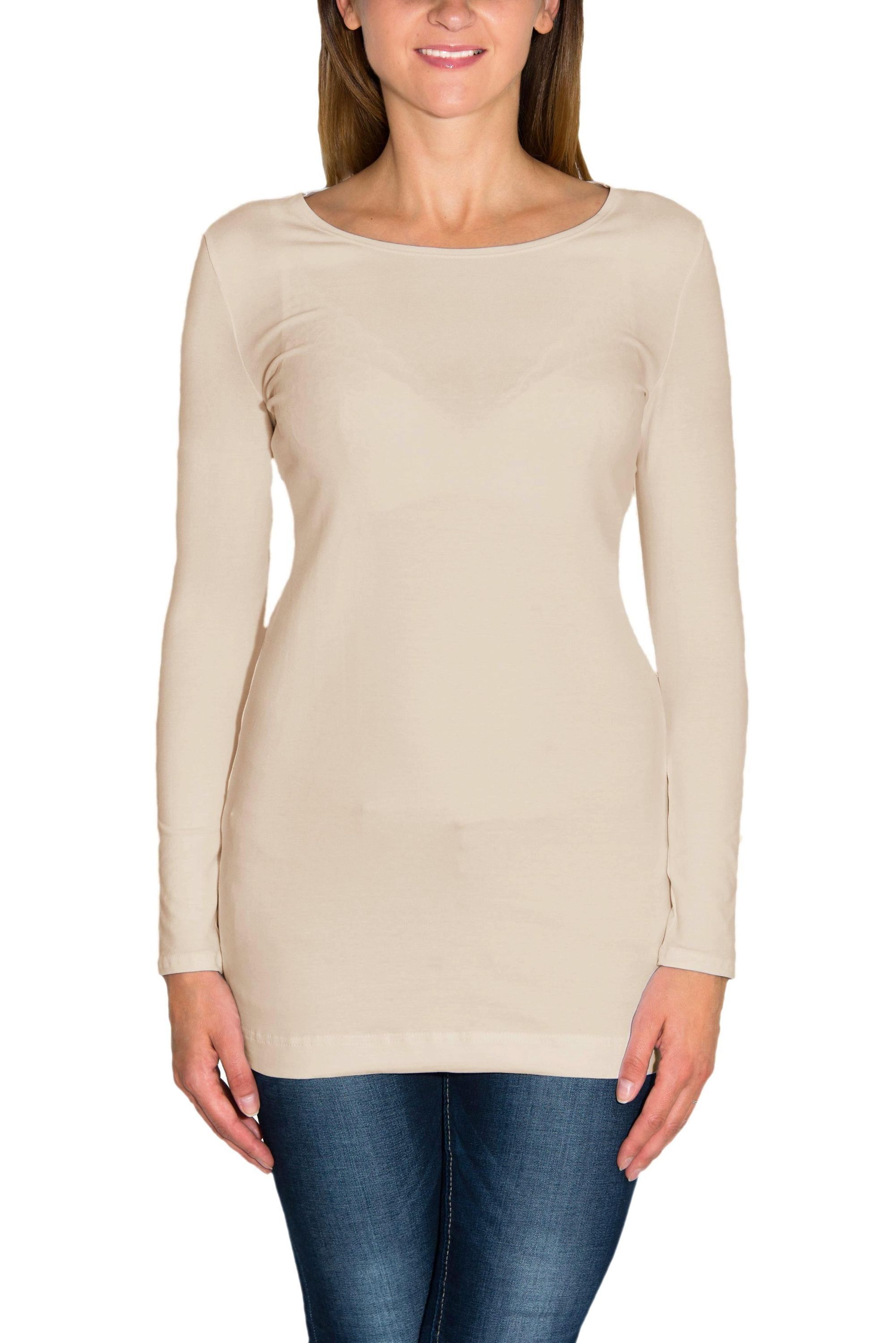 ALKATO Langarmshirt "Damenshirt Alkato Damen Langarm Longshirt Langarmshirt"