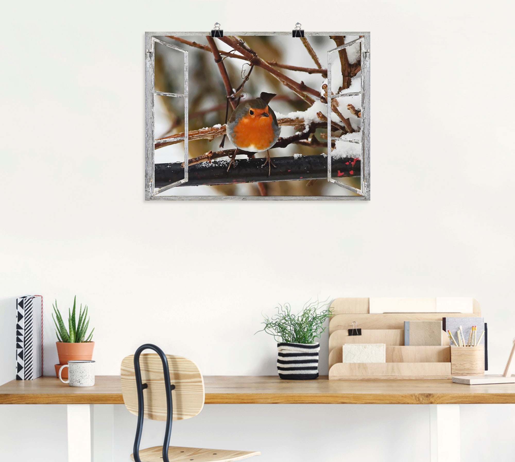 Artland Poster »Fensterbild - Rotkehlchen« Vögel 1 Stk. tlg. ohne Rahmen