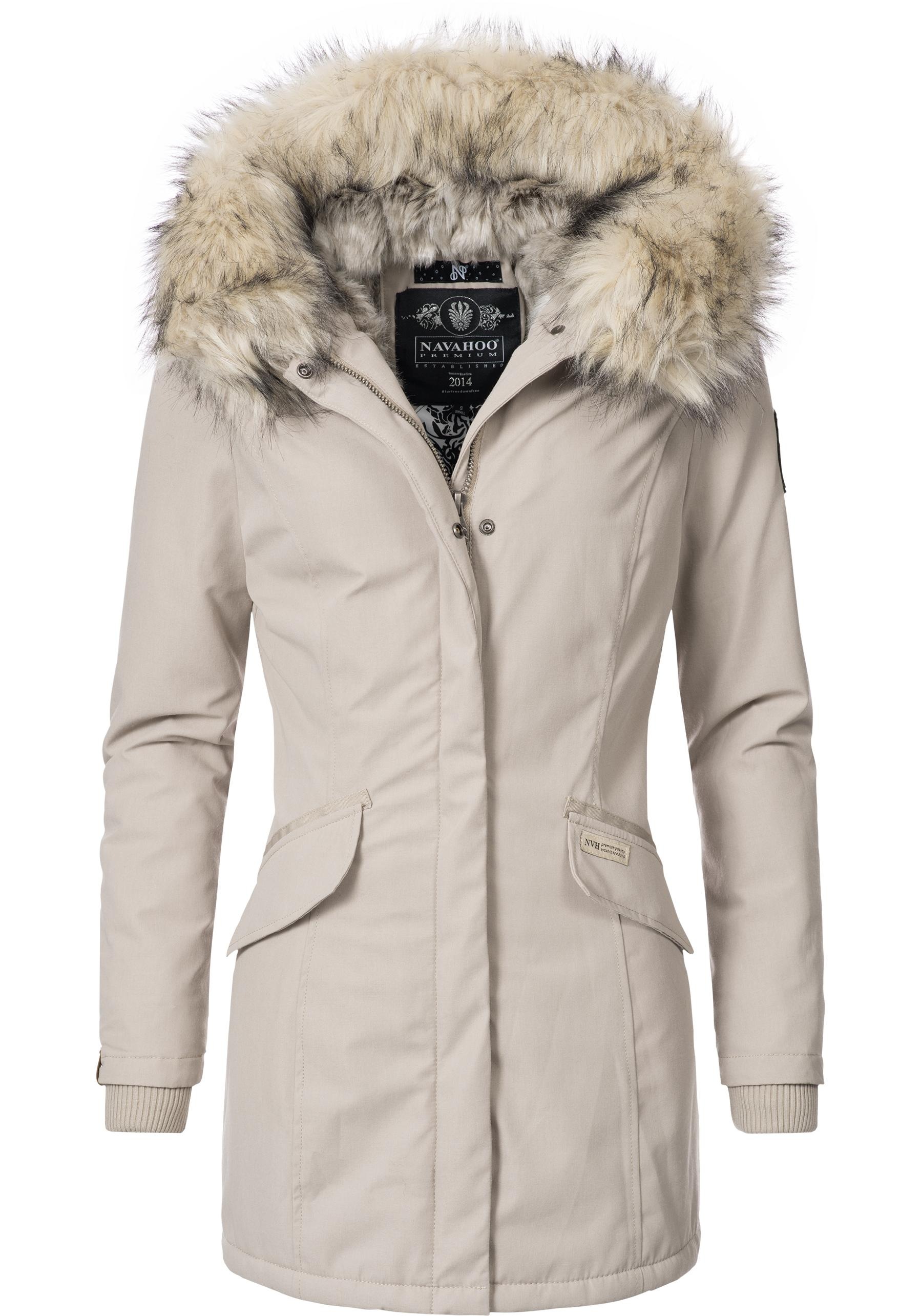 Wintermantel »Cristal«, stylischer Damen Winterparka mit Kunstfell-Kapuze