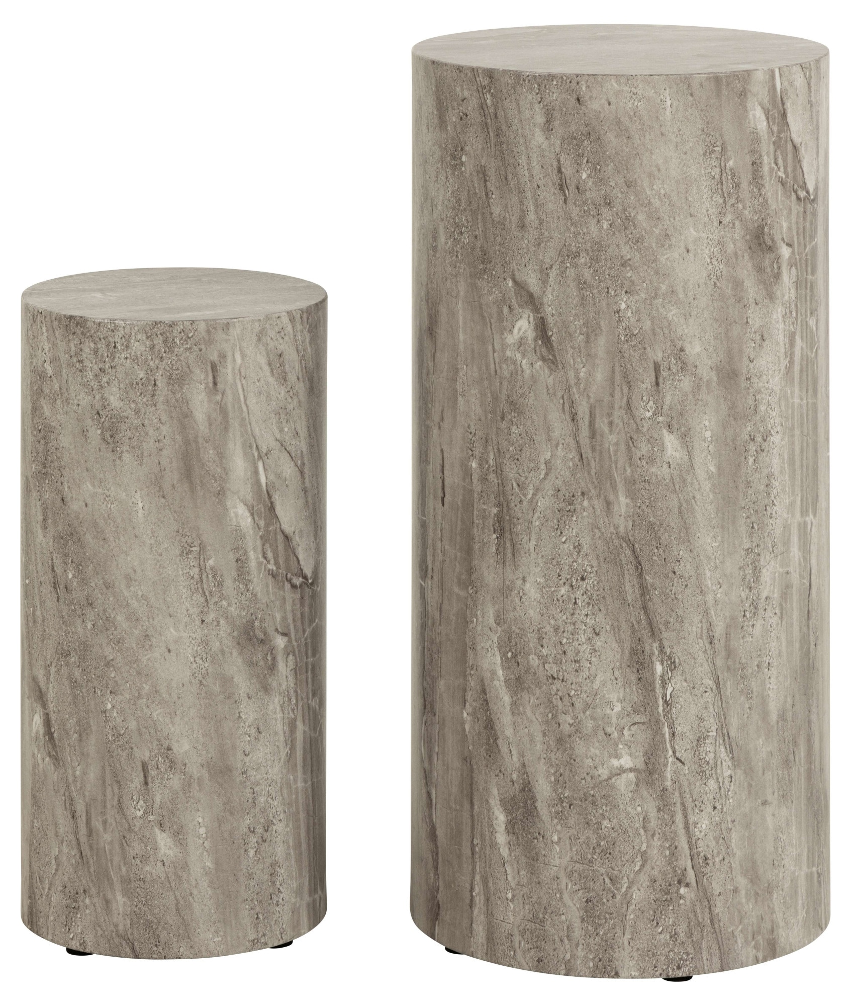 ACTONA GROUP Blumentisch »Dice«, (Set, 2 St., Im Set 2 Stück), Rund Blumenständer Satz, grau Mamor rau Papier, 2 stk, Ø34x70cm