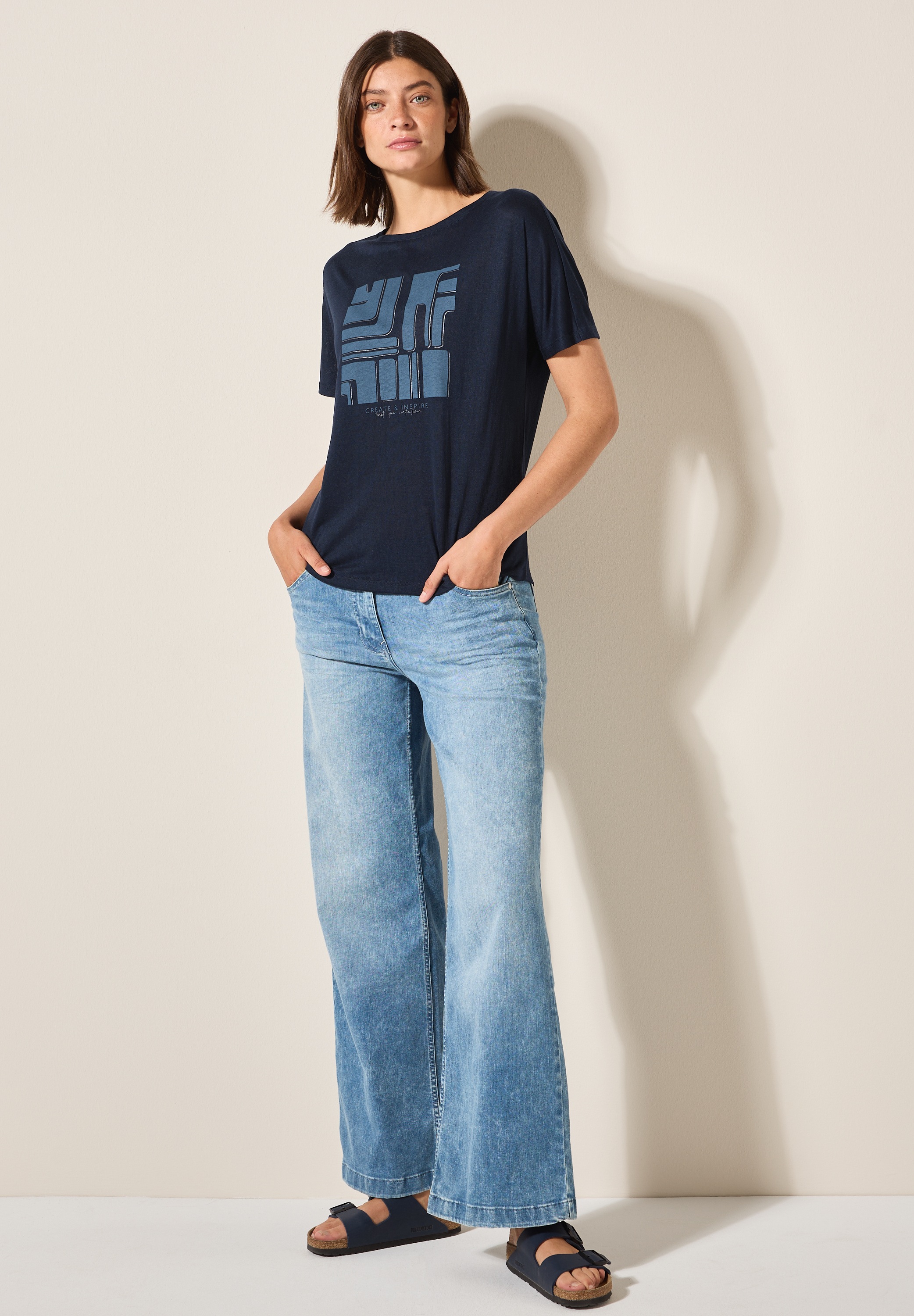 Cecil Print-Shirt, mit U-Boot-Ausschnitt