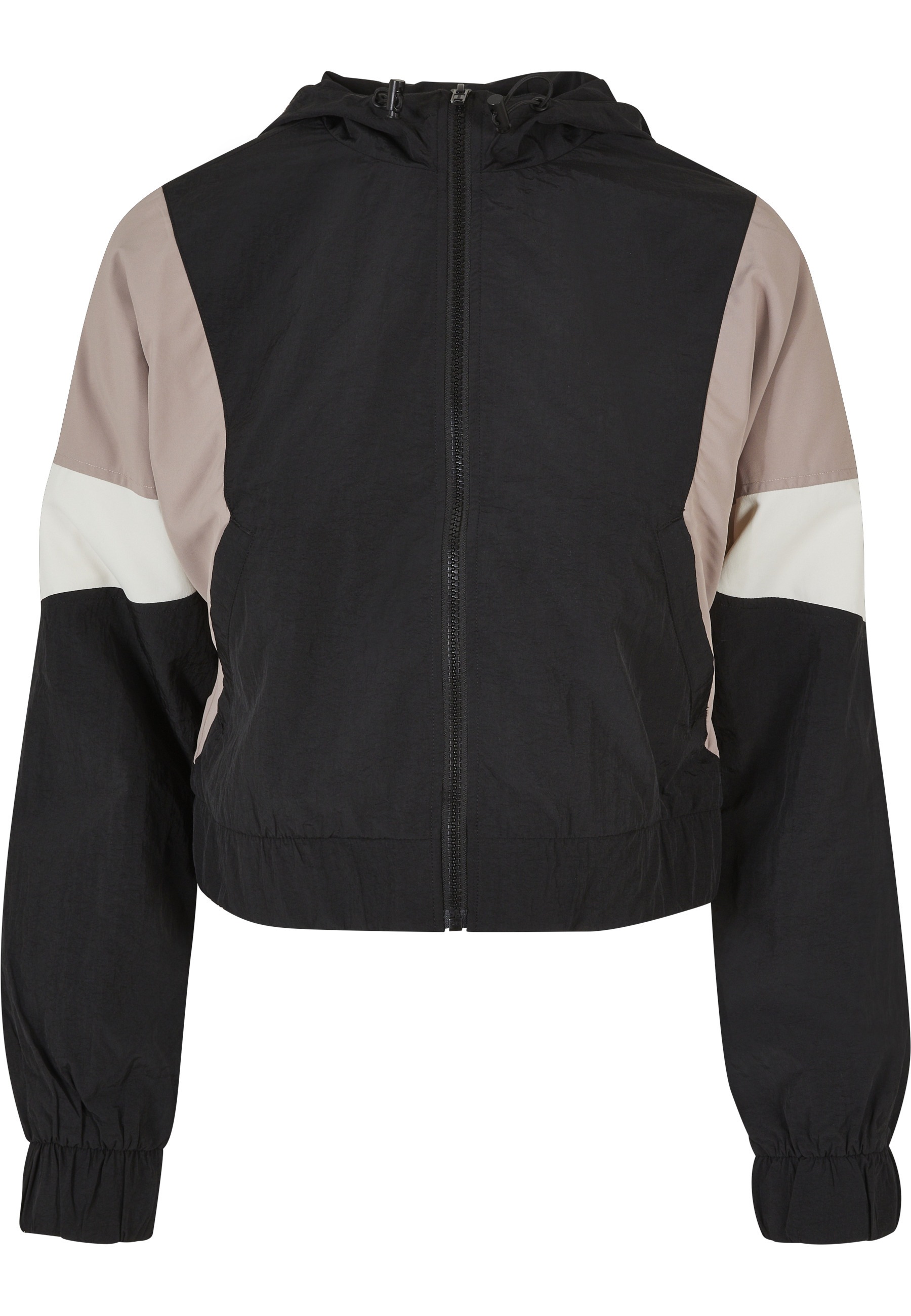 URBAN CLASSICS Outdoorjacke "Urban Classics Damen Ladies Short 3-Tone Crinkle Jacket" 1 Stk. tlg. mit Kapuze