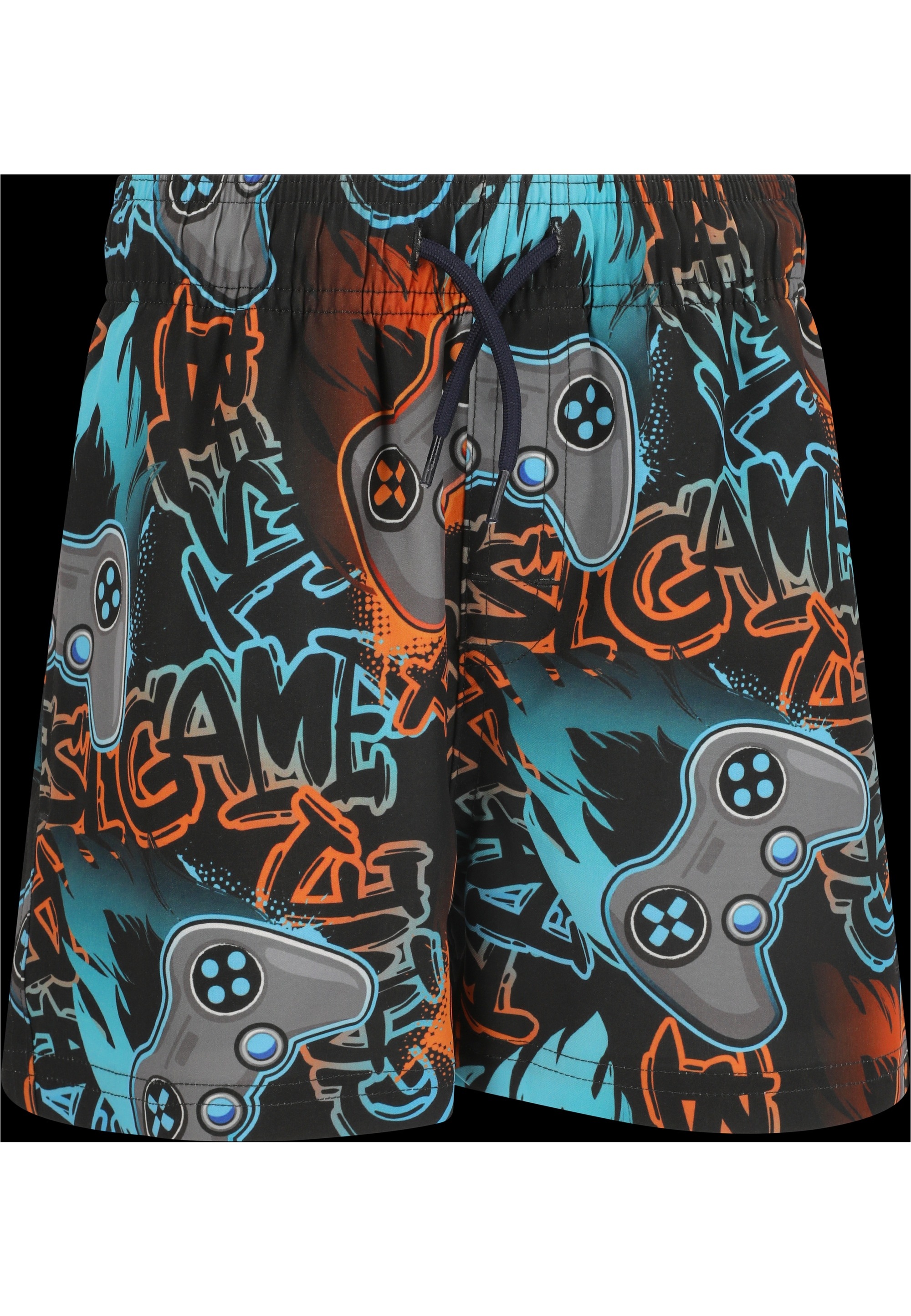 ZIGZAG Kinder Badeshorts "Soda", orange, Gr. 128, mehrfarbig, Elasthan, Polyamid, Badehosen, im stylischen Print-Design