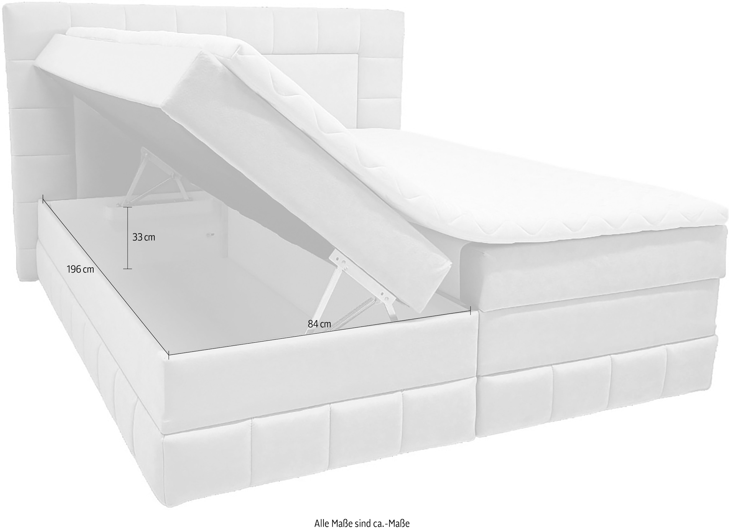 OTTO home Boxbett »PHILLIPA inkl. Bettkasten, wahlweise mit LED-Leuchten, Breite: 180cm« inkl. Kaltschaum-Topper, in verschiedenen Farben erhältlich