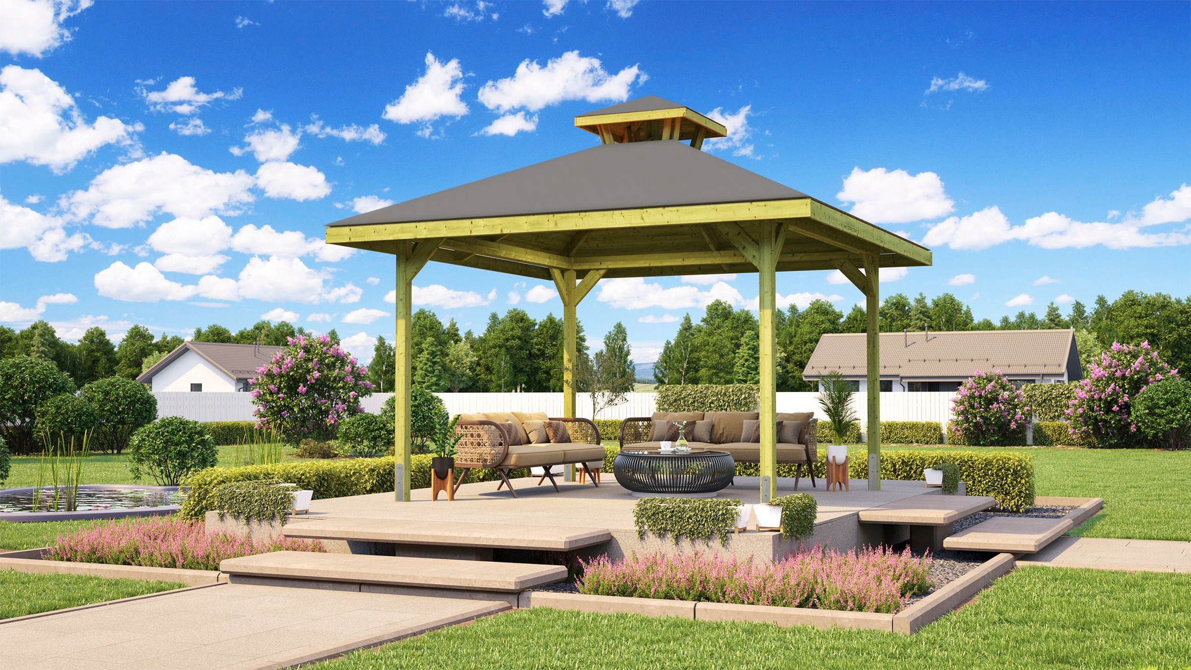 weka Pavillon »Gartenoase 651 Gr.2 mit Dachaufsatz«, 19 mm Massivholzdach